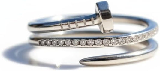 Handmade in Turkey 925 Sterling Silver Moissanite Nail Ring for Women, Unique Wrap Snake Style Band, Sterling Silver Jewelry Gift