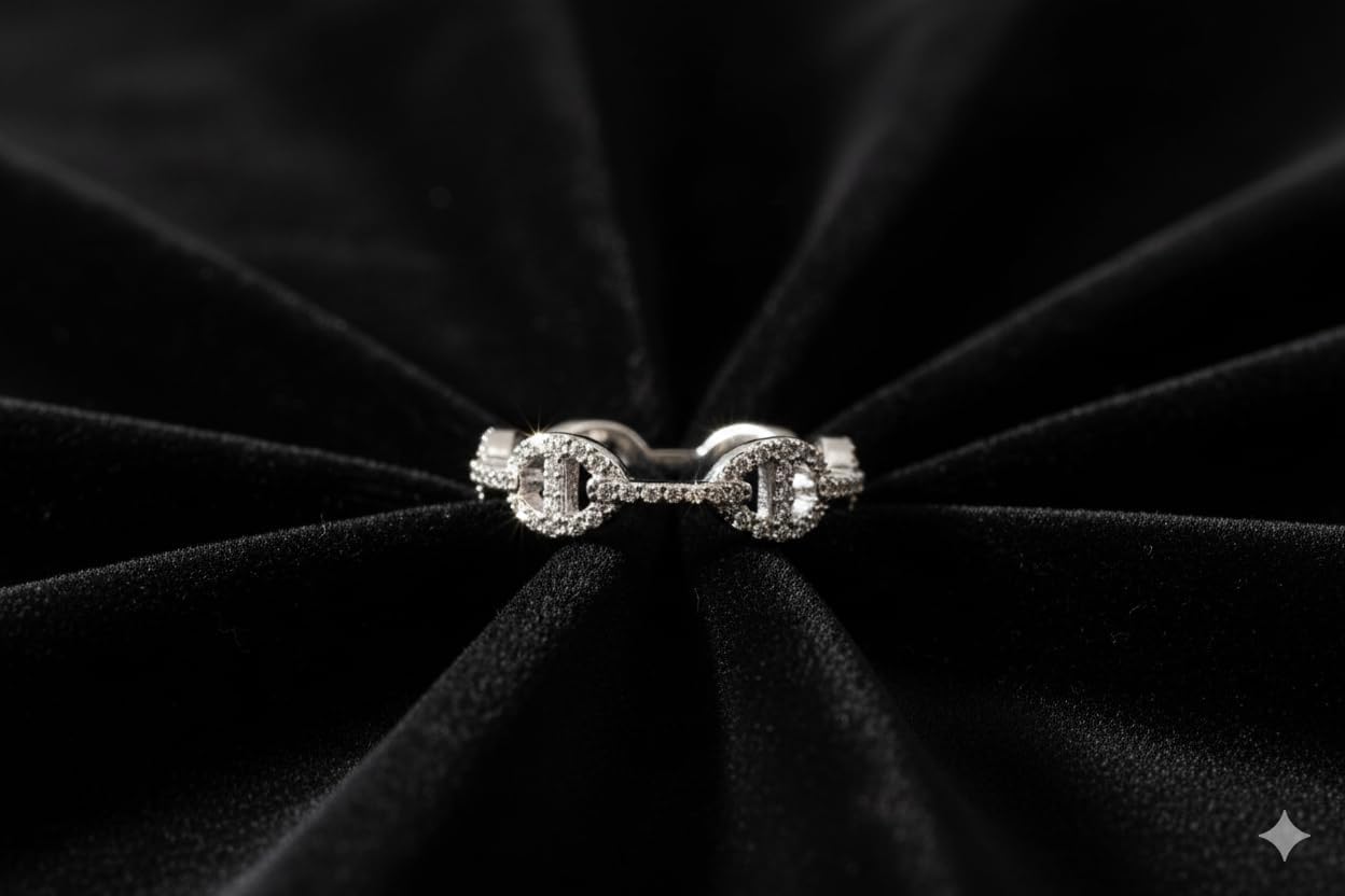 925 Sterling Silver Chain Link Ring for Women, Cuban Style Statement Fashion Band, Sterling Silver Jewelry Gift