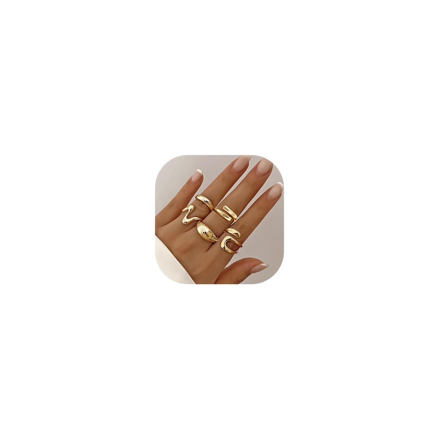 YEEZII Chunky Gold Rings for Women Non Tarnish, 18K Gold Plated Stackable Thumb Ring, Statement Women Rings Set