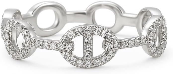 925 Sterling Silver Chain Link Ring for Women, Cuban Style Statement Fashion Band, Sterling Silver Jewelry Gift