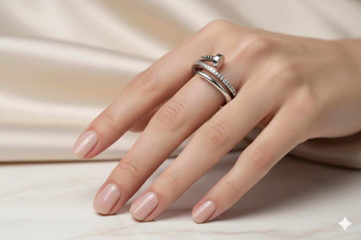 Handmade in Turkey 925 Sterling Silver Moissanite Nail Ring for Women, Unique Wrap Snake Style Band, Sterling Silver Jewelry Gift