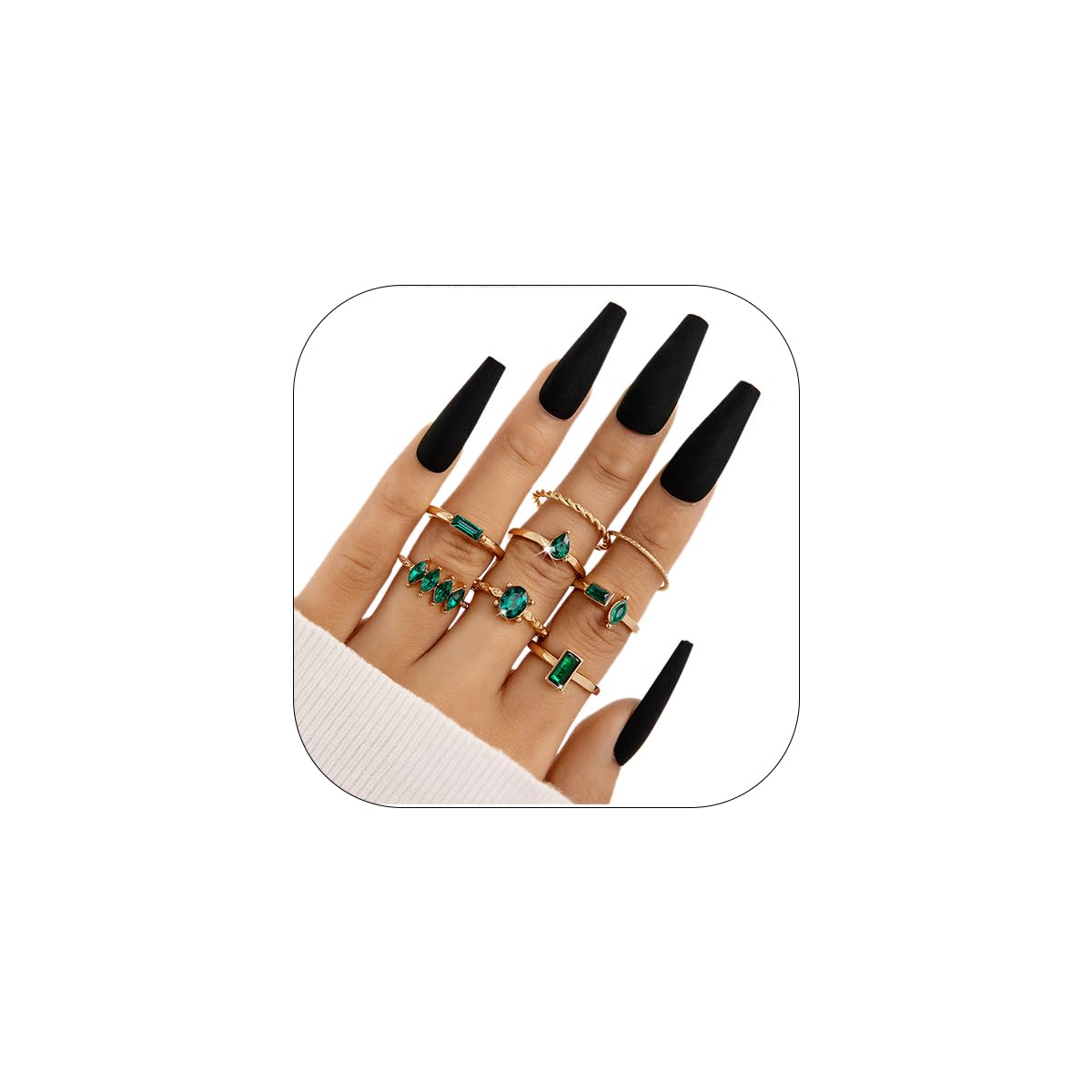 Boho Cubic Zirconia Stackable Rings for Women Dainty Crystal Knuckle Ring Set 8Pcs Vintage Gold Silver Statement Wedding Engagement Rings Pack