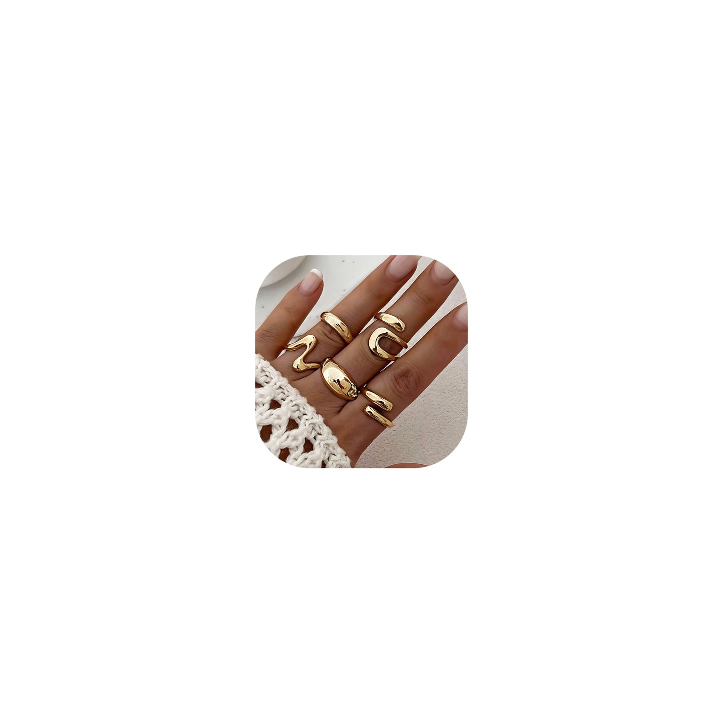YEEZII Chunky Gold Rings for Women Non Tarnish, 18K Gold Plated Stackable Thumb Ring, Statement Women Rings Set