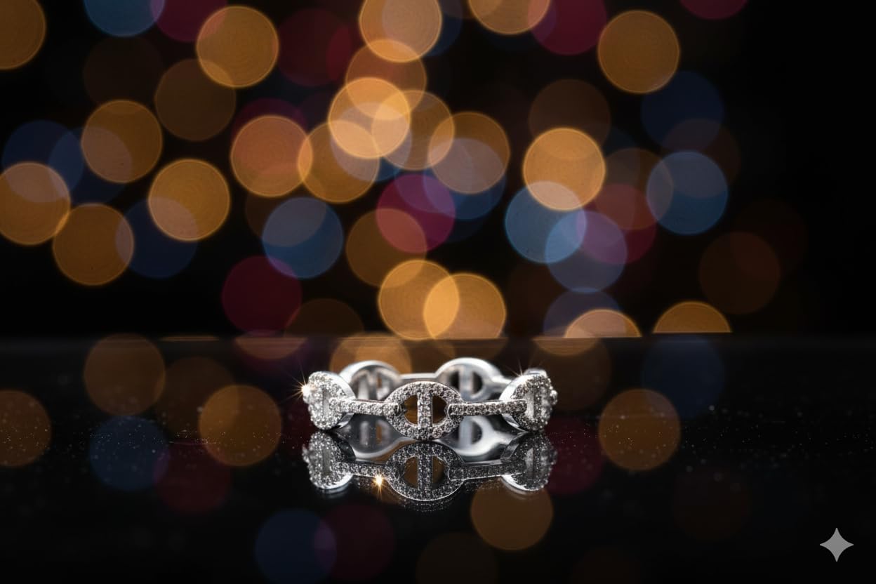 925 Sterling Silver Chain Link Ring for Women, Cuban Style Statement Fashion Band, Sterling Silver Jewelry Gift