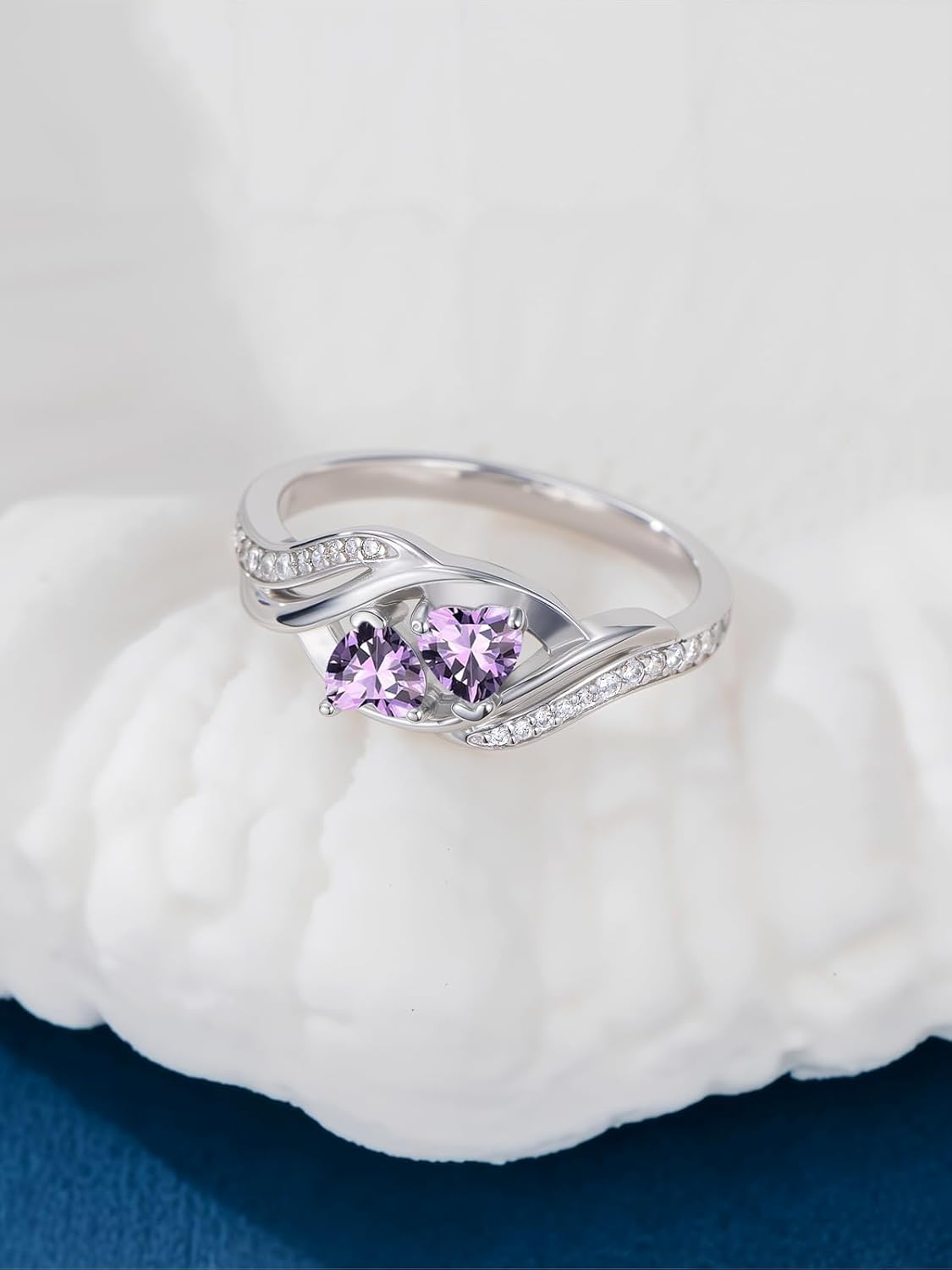 Birthstone Rings for Women Heart Statemet Engagement Eternity Wedding Promise Rings Infinity Jewelry Anniversary Christmas Valentine Mothers Day Birthday Gifts for Women Wife Her Girlfriend