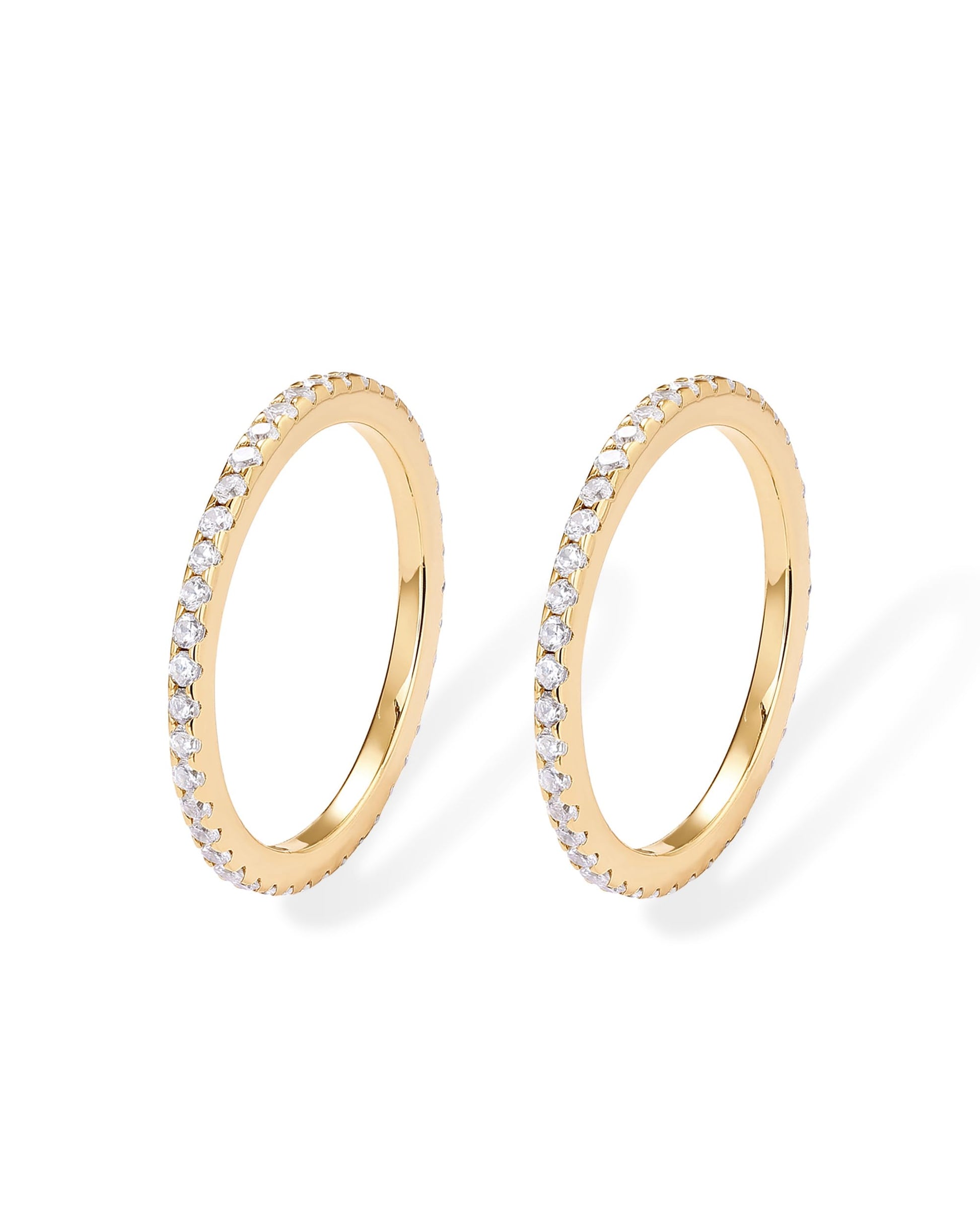 PAVOI 14K Gold Plated Solid 925 Sterling Silver CZ Simulated Diamond Stackable Ring Eternity Bands for Women