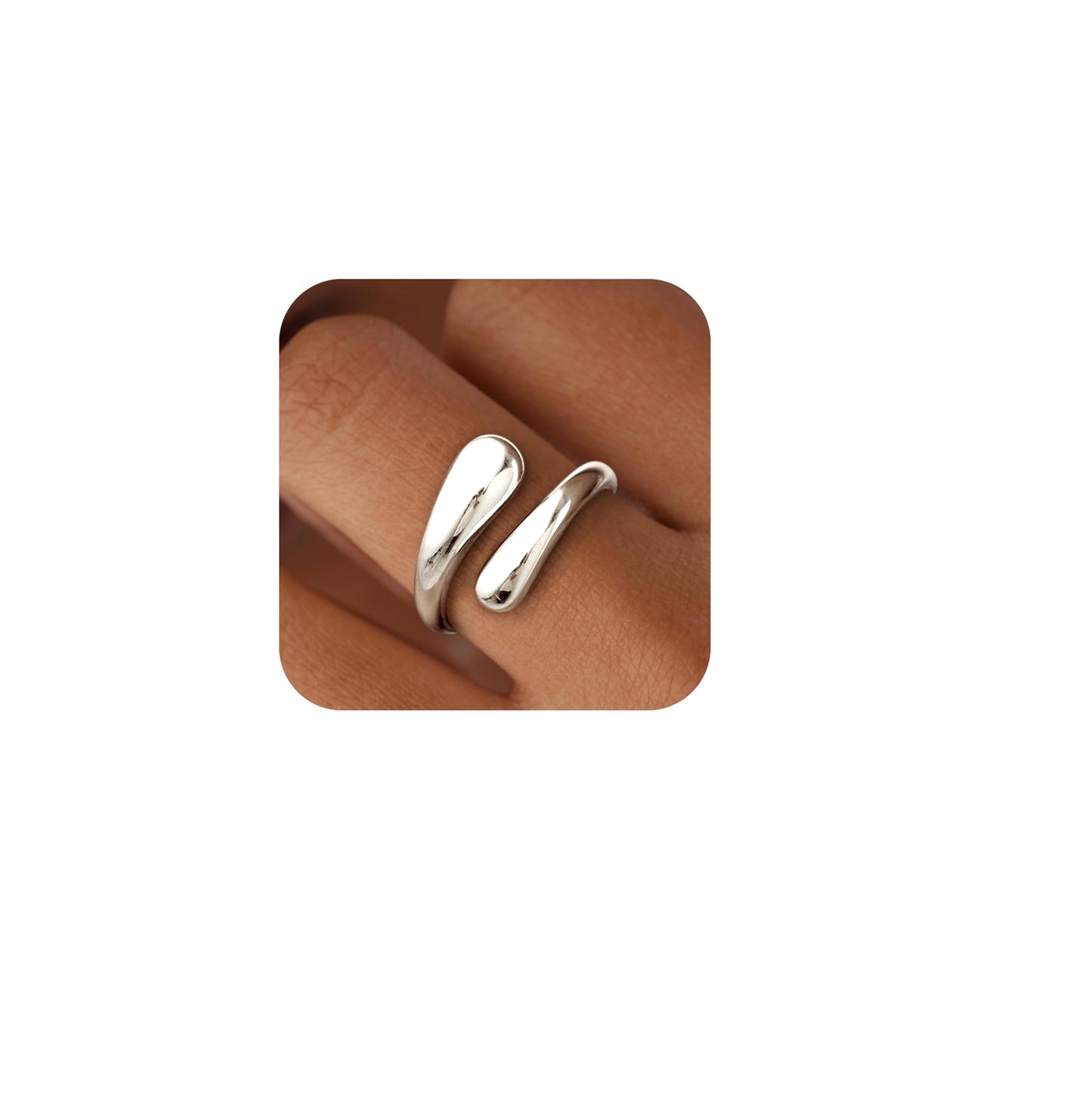 Non Tarnish Gold Chunky Rings for Women, 14K Gold Plated Statement Dome Rings Stacking, Adjustable Mens Silver Eternity Wedding Band Jewelry Size 3-13