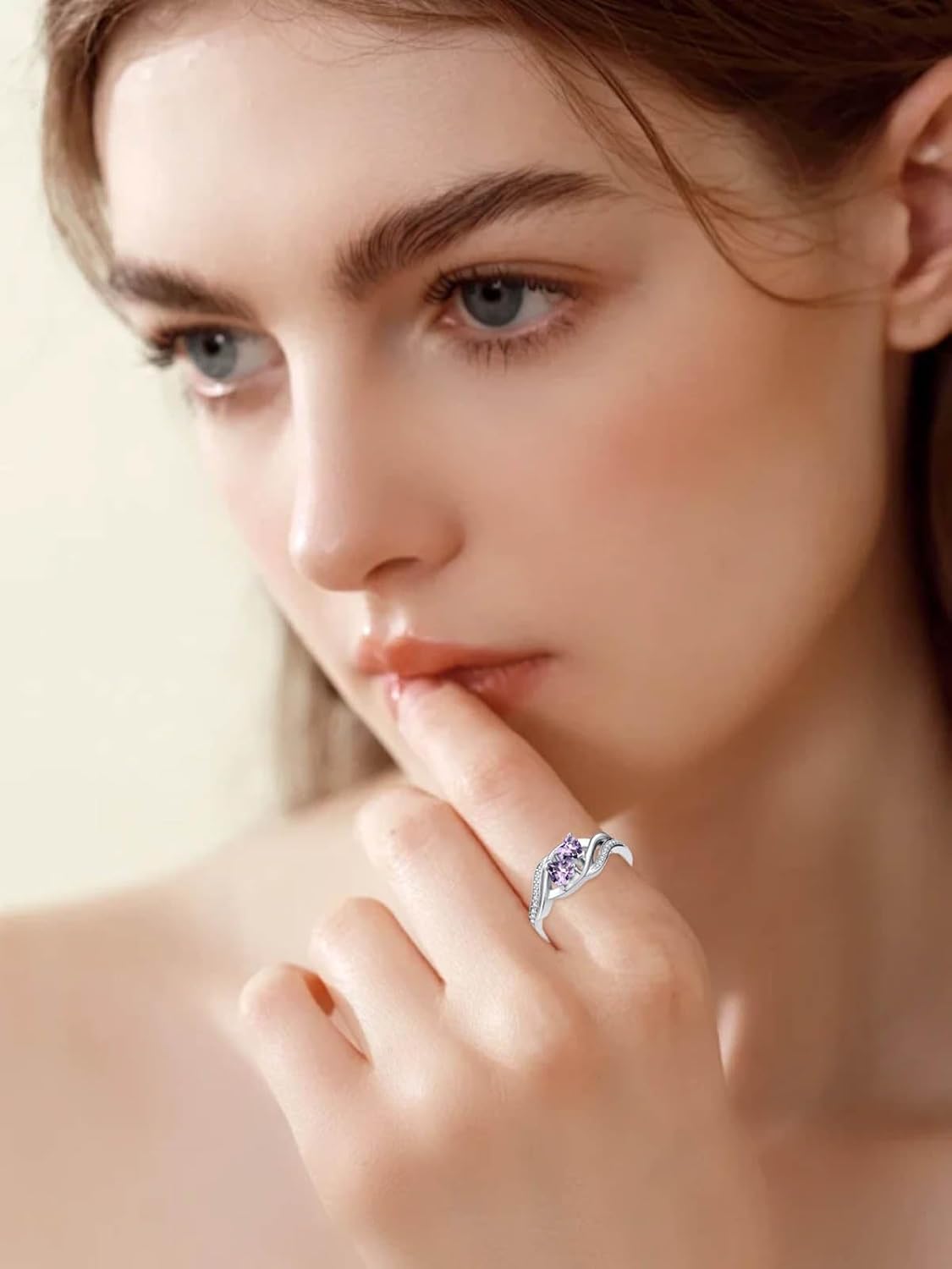 Birthstone Rings for Women Heart Statemet Engagement Eternity Wedding Promise Rings Infinity Jewelry Anniversary Christmas Valentine Mothers Day Birthday Gifts for Women Wife Her Girlfriend