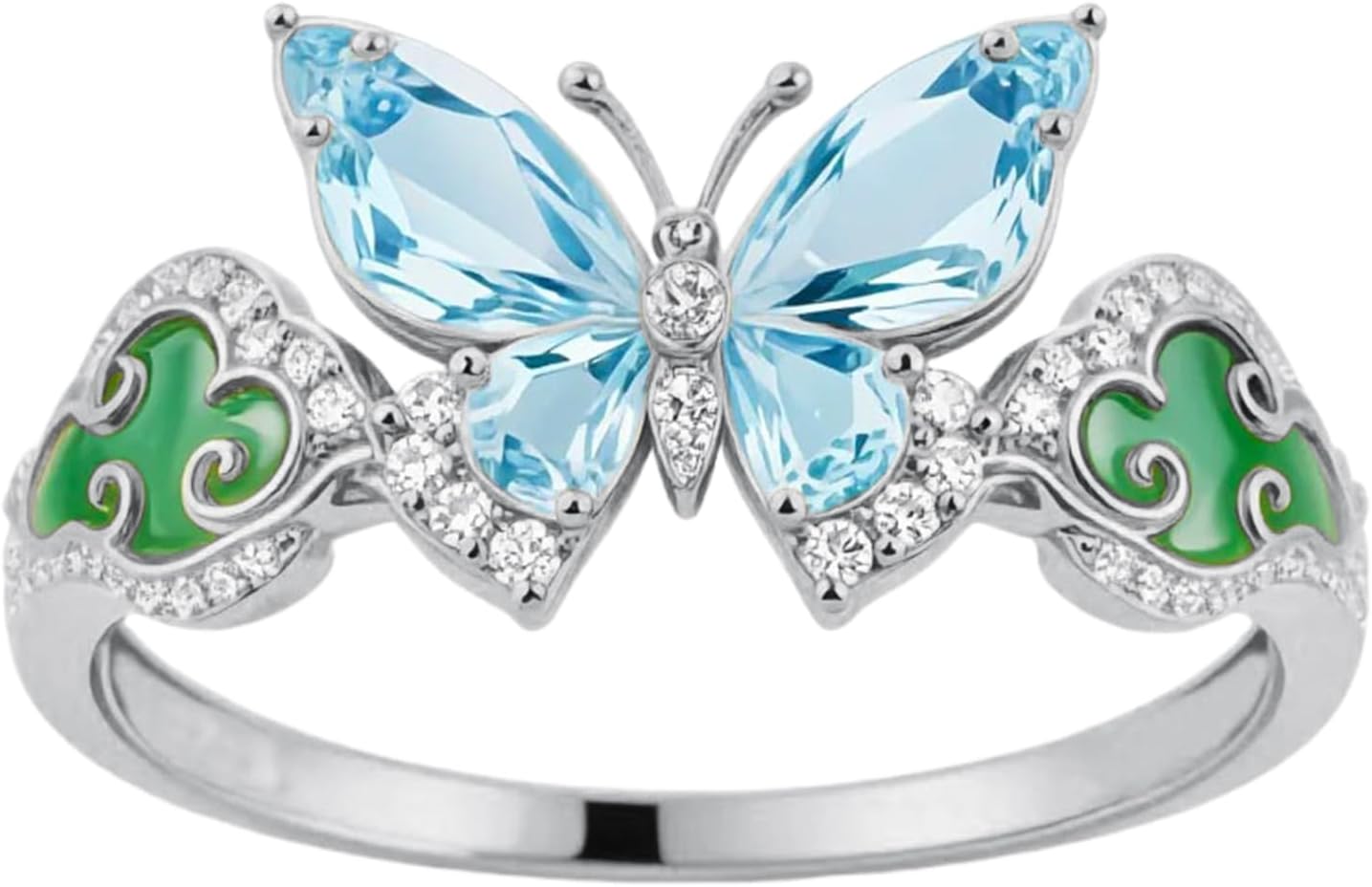 10k/14k/18k Real Gold Birthstone Butterfly Ring for Women, 925 Sterling Silver Moissanite Butterfly Bridal Wedding Ring, Anniversary Engagement Gift for Wife Mother, Free Engraving
