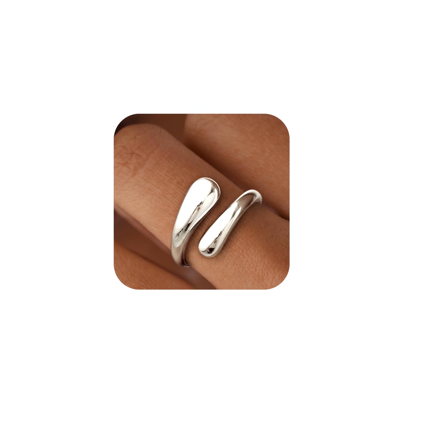 Non Tarnish Gold Chunky Rings for Women, 14K Gold Plated Statement Dome Rings Stacking, Adjustable Mens Silver Eternity Wedding Band Jewelry Size 3-13