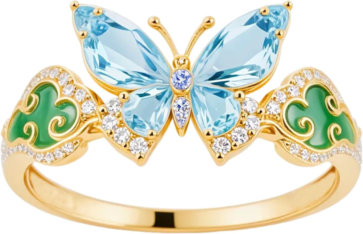 10k/14k/18k Real Gold Birthstone Butterfly Ring for Women, 925 Sterling Silver Moissanite Butterfly Bridal Wedding Ring, Anniversary Engagement Gift for Wife Mother, Free Engraving