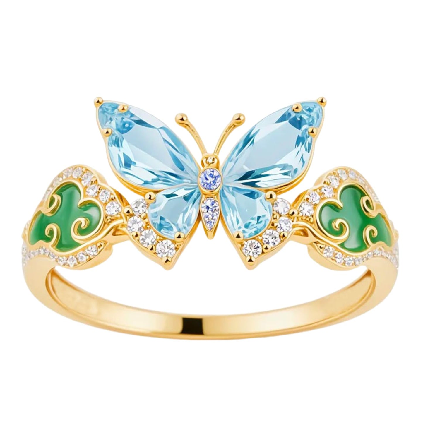 10k/14k/18k Real Gold Birthstone Butterfly Ring for Women, 925 Sterling Silver Moissanite Butterfly Bridal Wedding Ring, Anniversary Engagement Gift for Wife Mother, Free Engraving