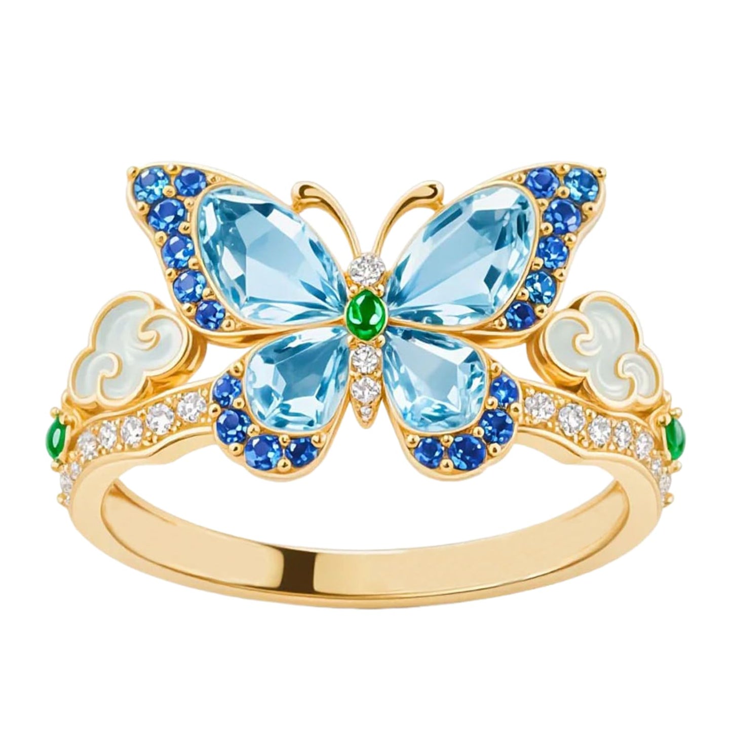 10k/14k/18k Real Gold Birthstone Butterfly Ring for Women, 925 Sterling Silver Moissanite Butterfly Bridal Wedding Ring, Anniversary Engagement Gift for Wife Mother, Free Engraving