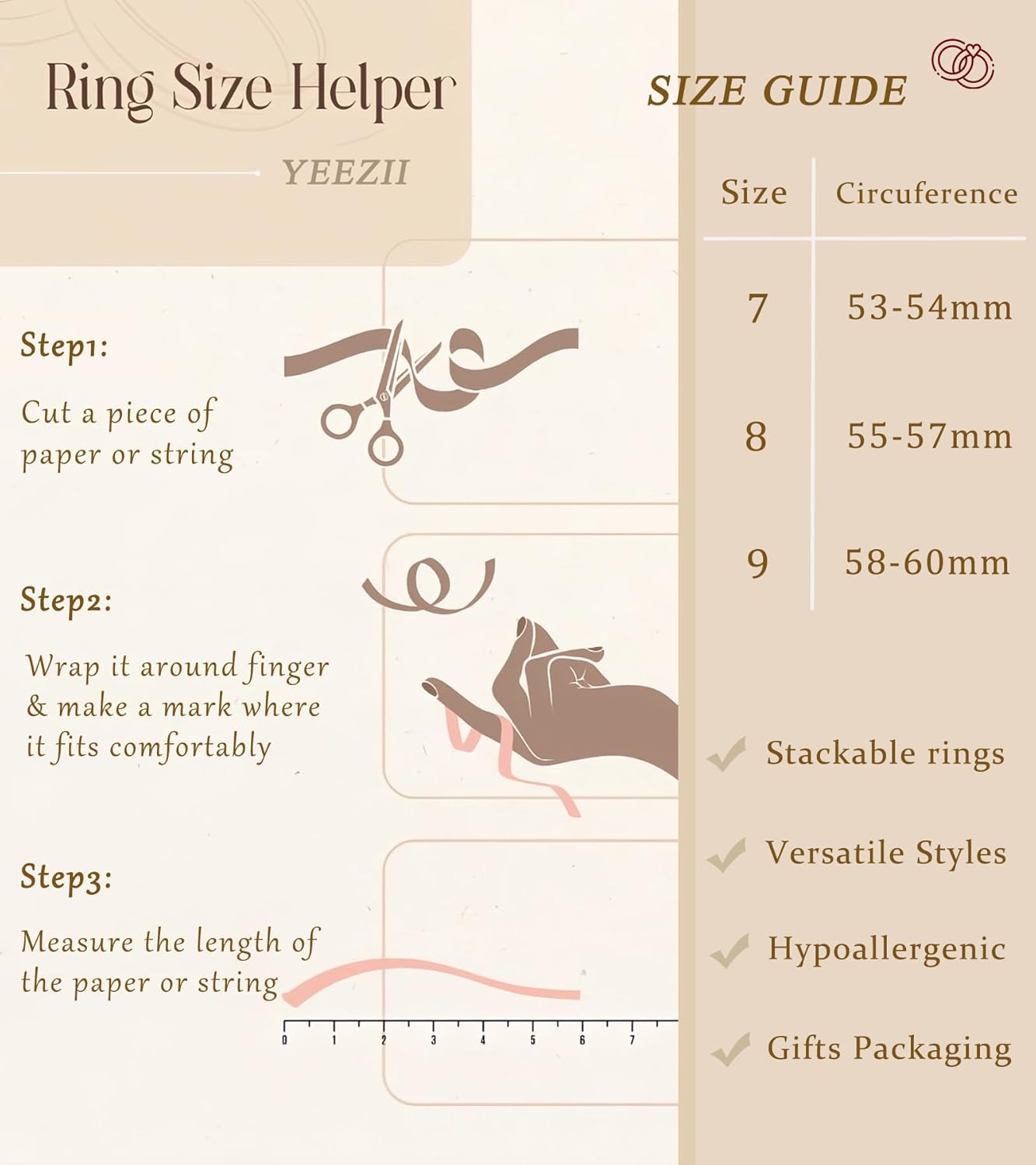 YEEZII Chunky Gold Rings for Women Non Tarnish, 18K Gold Plated Stackable Thumb Ring, Statement Women Rings Set