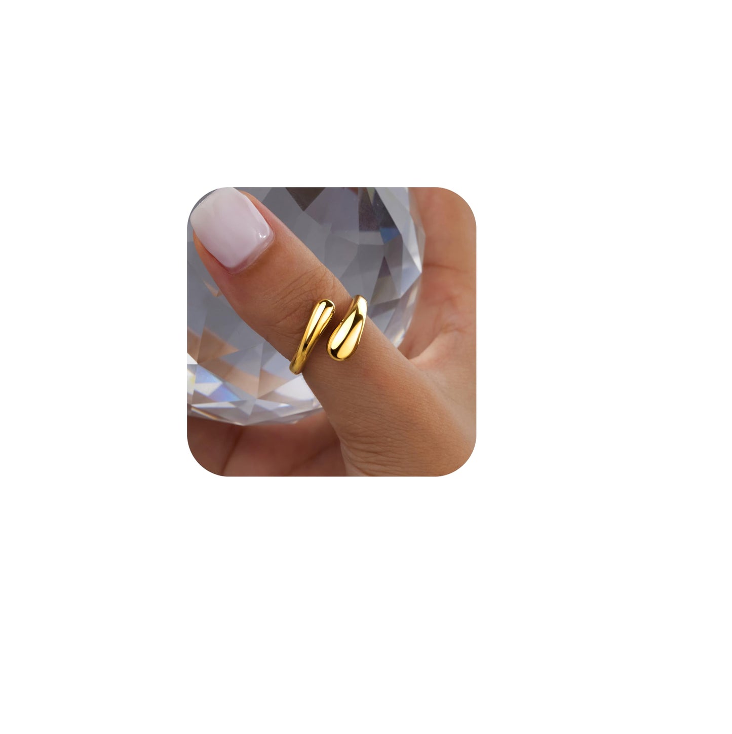 Non Tarnish Gold Chunky Rings for Women, 14K Gold Plated Statement Dome Rings Stacking, Adjustable Mens Silver Eternity Wedding Band Jewelry Size 3-13