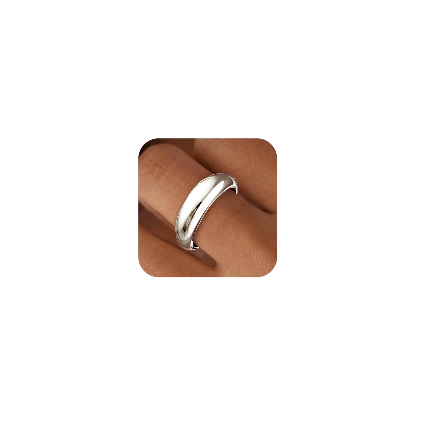 Non Tarnish Gold Chunky Rings for Women, 14K Gold Plated Statement Dome Rings Stacking, Adjustable Mens Silver Eternity Wedding Band Jewelry Size 3-13