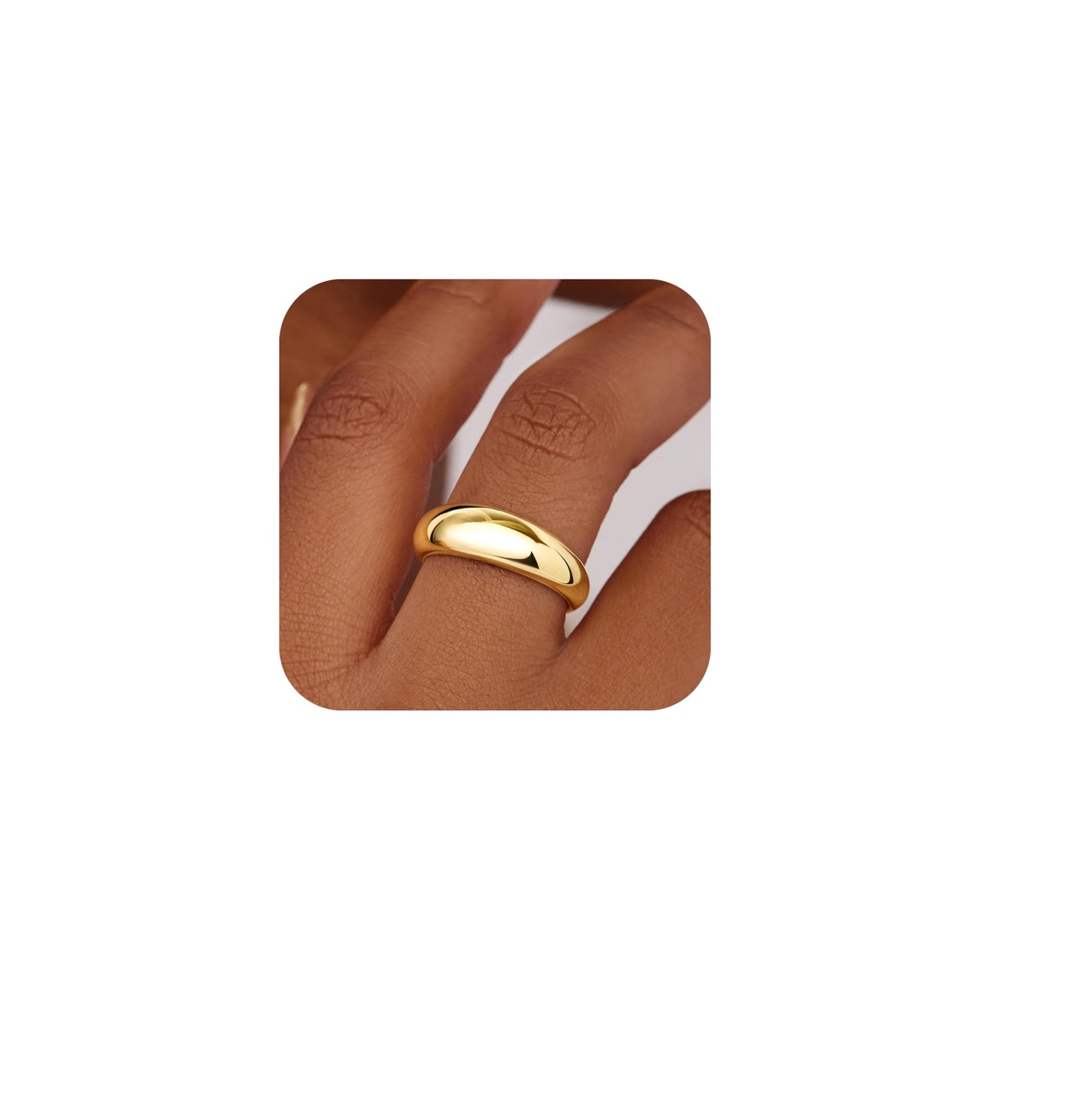 Non Tarnish Gold Chunky Rings for Women, 14K Gold Plated Statement Dome Rings Stacking, Adjustable Mens Silver Eternity Wedding Band Jewelry Size 3-13