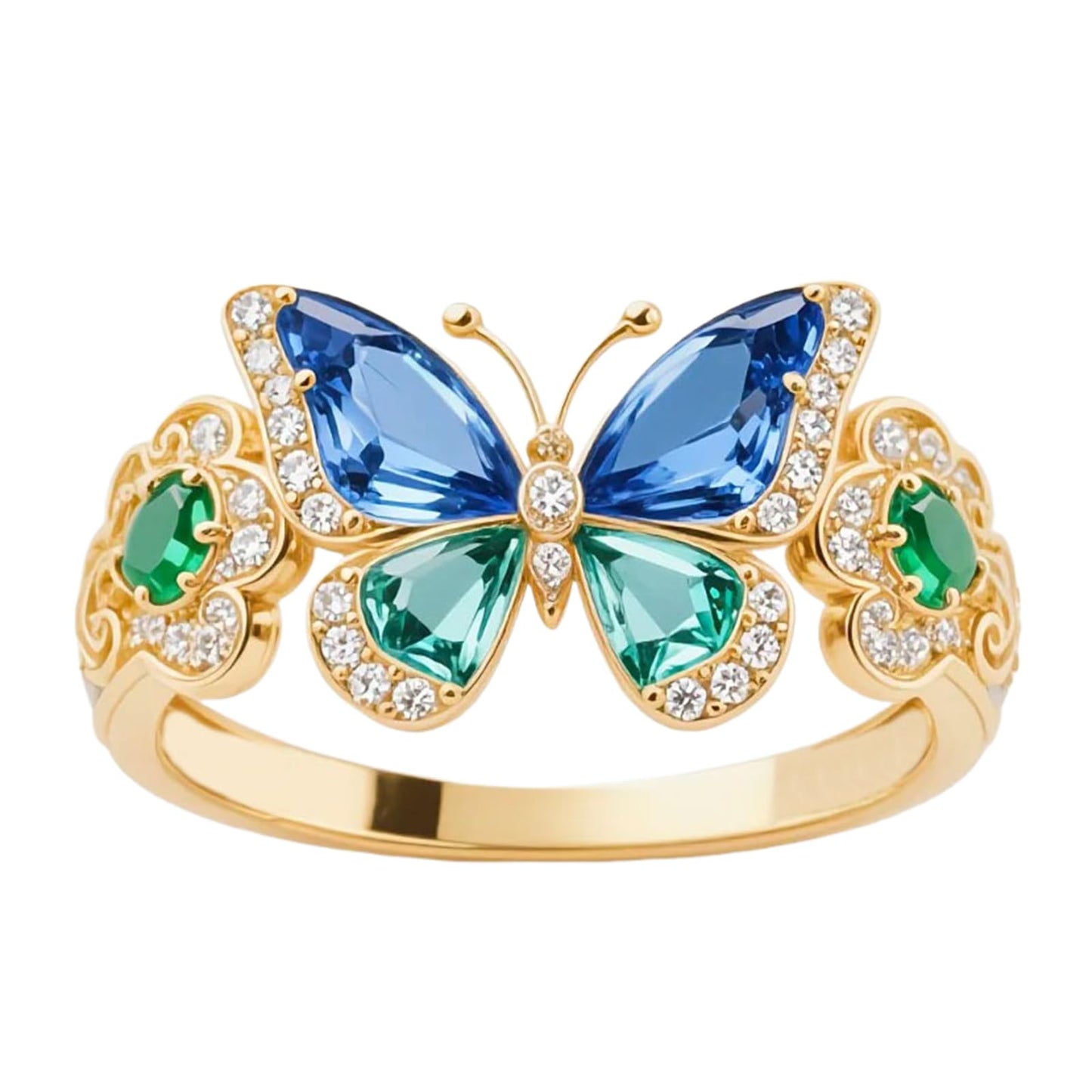 10k/14k/18k Real Gold Birthstone Butterfly Ring for Women, 925 Sterling Silver Moissanite Butterfly Bridal Wedding Ring, Anniversary Engagement Gift for Wife Mother, Free Engraving