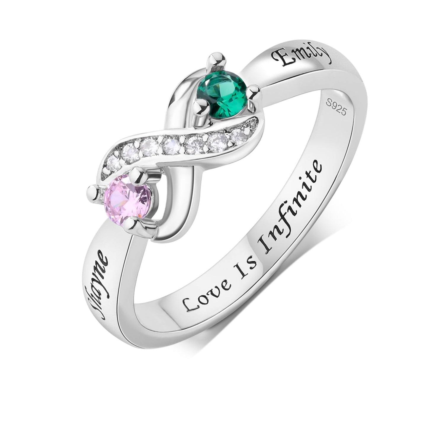 Custom Name Ring for Her Birthstone Ring 925 Sterling Silver Anniversary Rings Name Engraved Promise Ring for Couple Lover Bride Birthstone Rings for Women