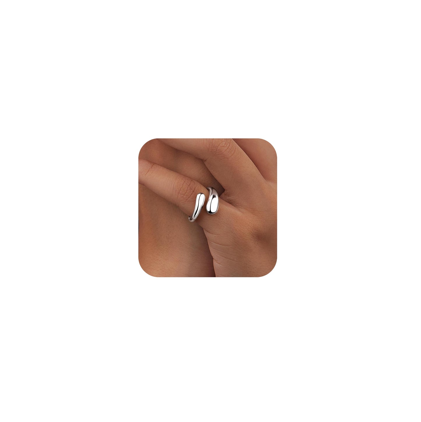 Non Tarnish Gold Chunky Rings for Women, 14K Gold Plated Statement Dome Rings Stacking, Adjustable Mens Silver Eternity Wedding Band Jewelry Size 3-13