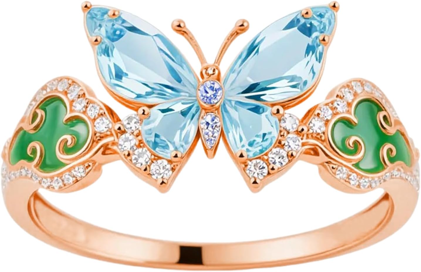 10k/14k/18k Real Gold Birthstone Butterfly Ring for Women, 925 Sterling Silver Moissanite Butterfly Bridal Wedding Ring, Anniversary Engagement Gift for Wife Mother, Free Engraving