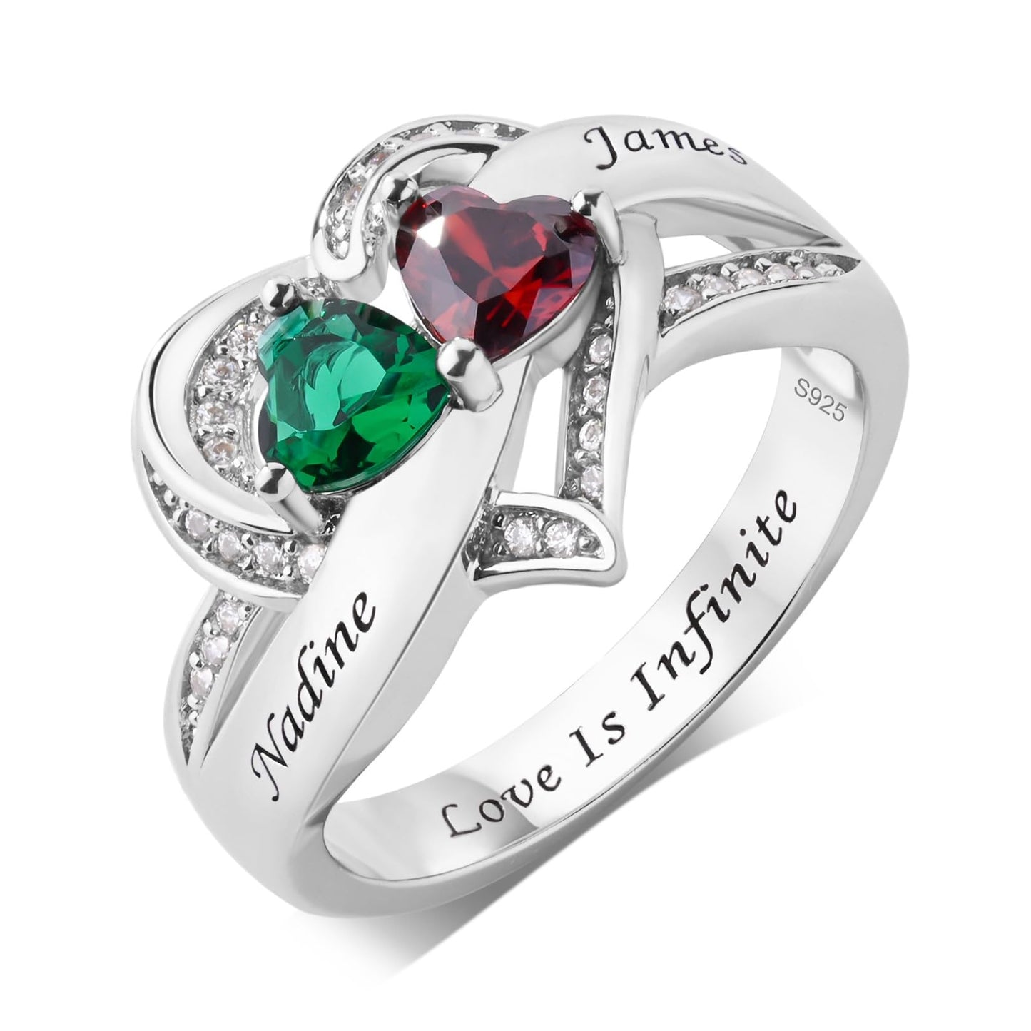 Custom Name Ring for Her Birthstone Ring 925 Sterling Silver Anniversary Rings Name Engraved Promise Ring for Couple Lover Bride Birthstone Rings for Women