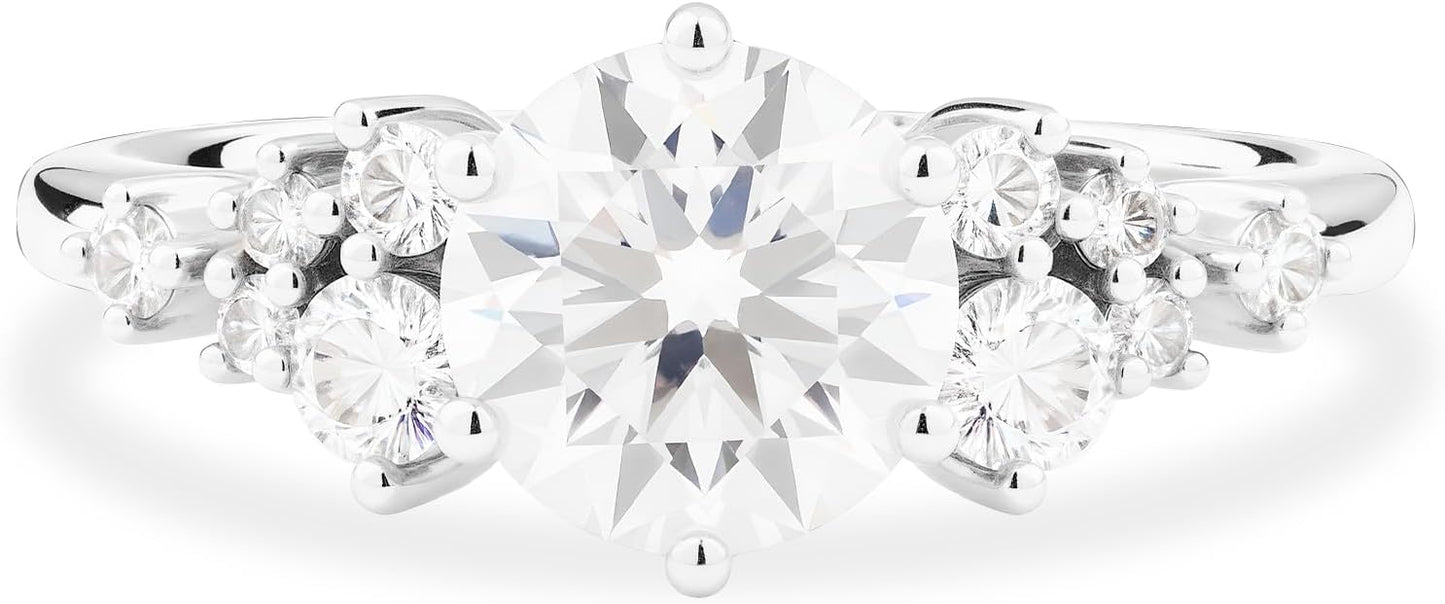 1CT Solitaire Moissanite Rings, 925 Sterling Silver Round Cut Engagement Ring for Women Wedding Bands Promise Rings Ideal Gift for Her