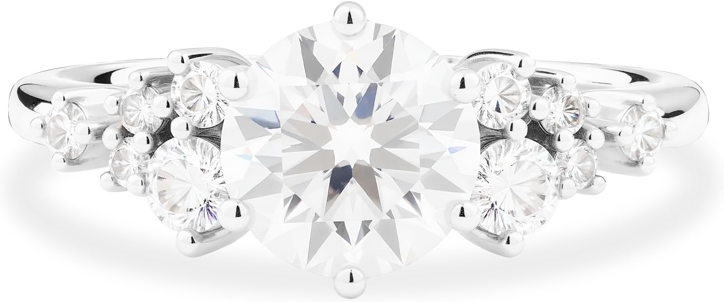 1CT Solitaire Moissanite Rings, 925 Sterling Silver Round Cut Engagement Ring for Women Wedding Bands Promise Rings Ideal Gift for Her