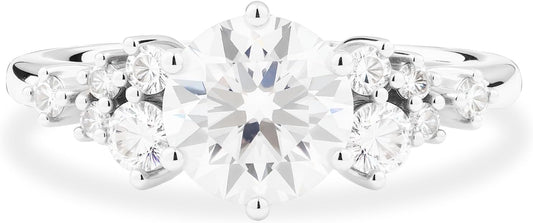1CT Solitaire Moissanite Rings, 925 Sterling Silver Round Cut Engagement Ring for Women Wedding Bands Promise Rings Ideal Gift for Her