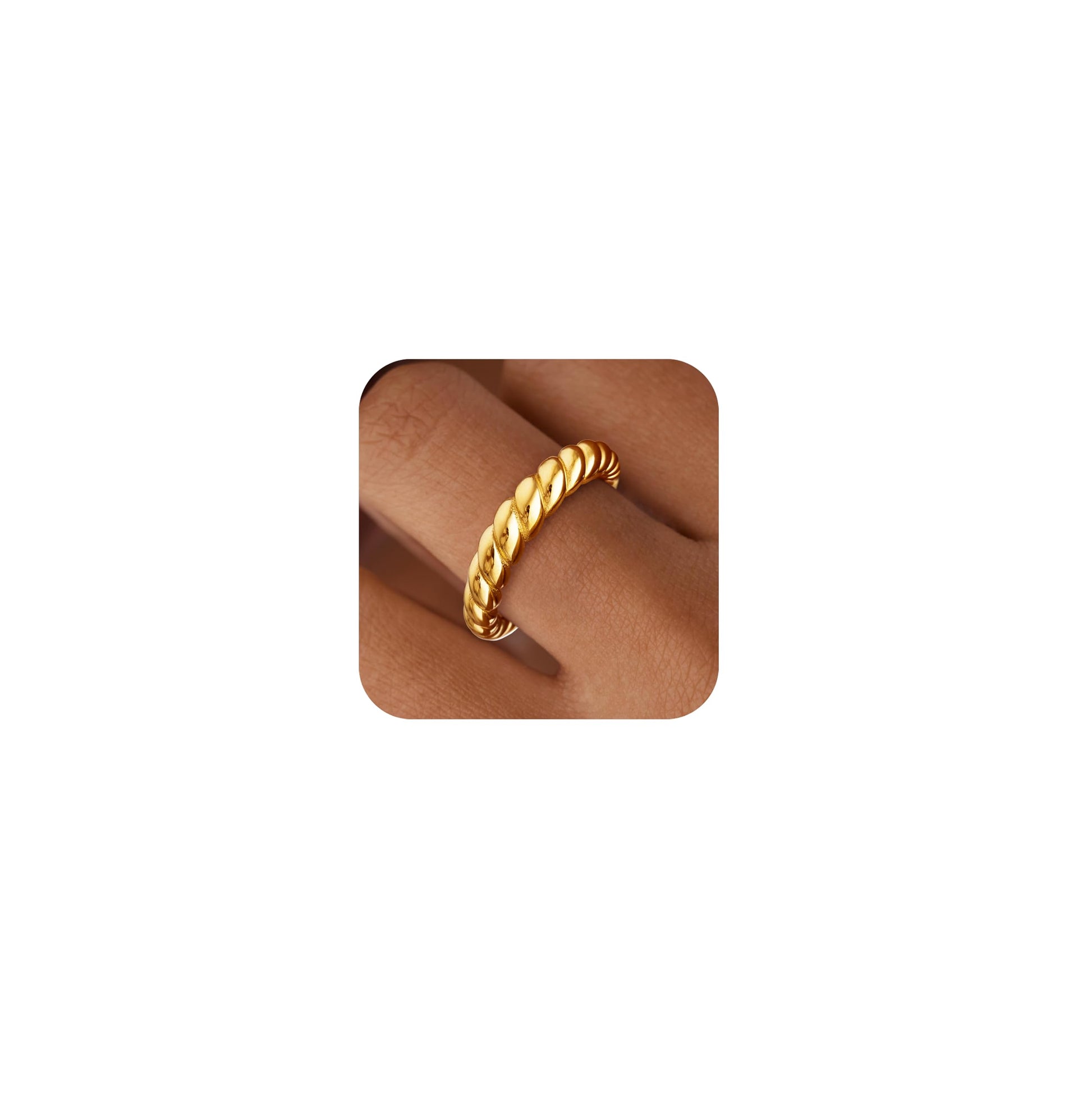 Non Tarnish Gold Chunky Rings for Women, 14K Gold Plated Statement Dome Rings Stacking, Adjustable Mens Silver Eternity Wedding Band Jewelry Size 3-13