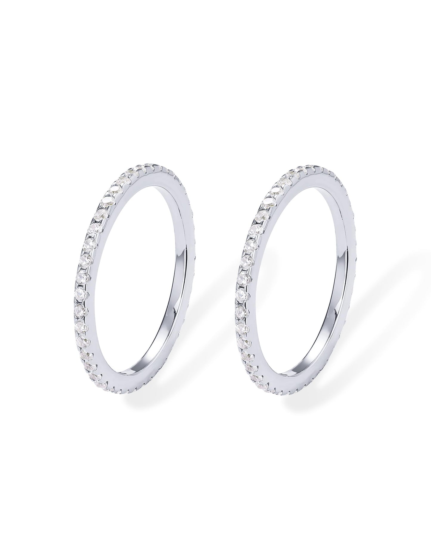 PAVOI 14K Gold Plated Solid 925 Sterling Silver CZ Simulated Diamond Stackable Ring Eternity Bands for Women