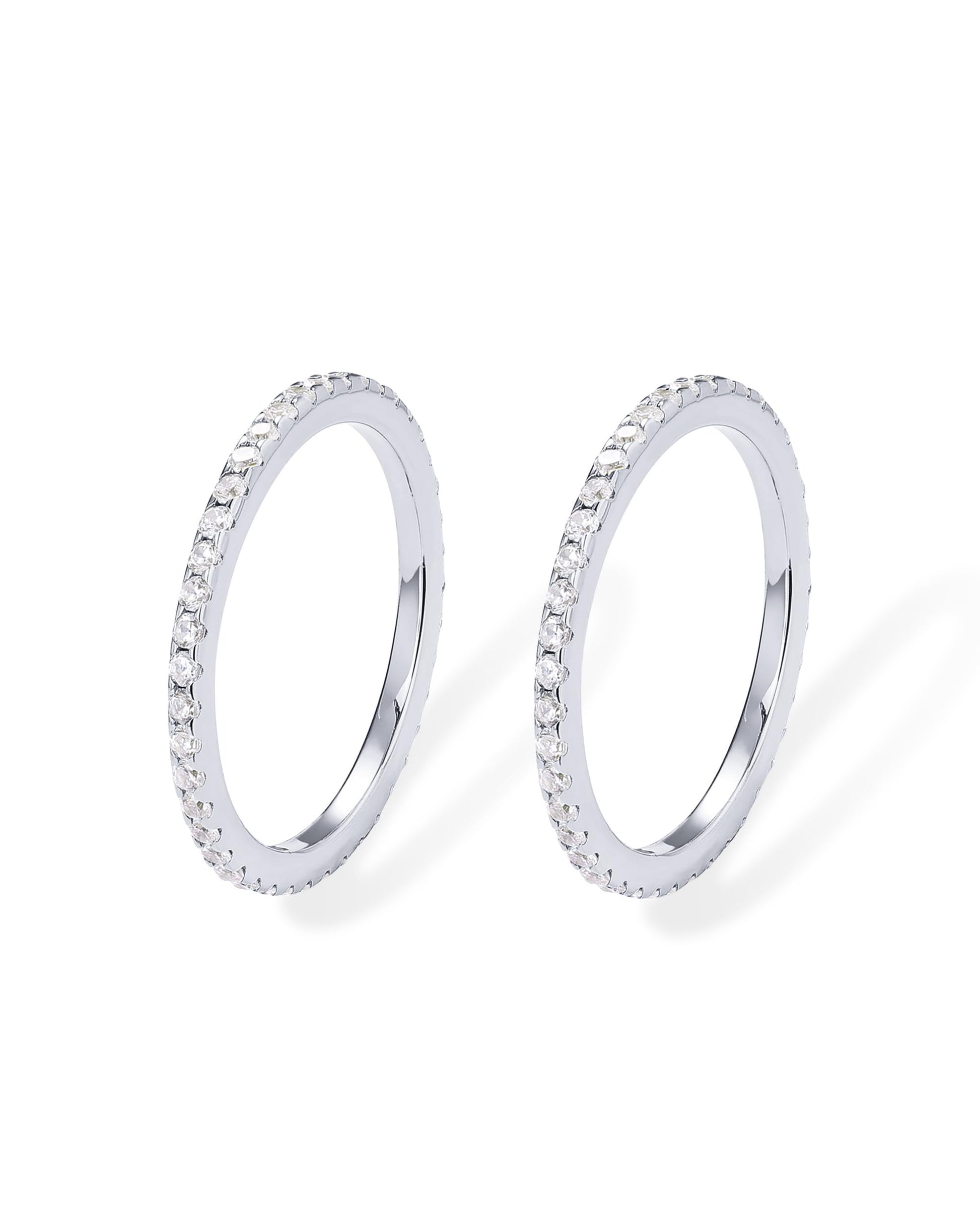PAVOI 14K Gold Plated Solid 925 Sterling Silver CZ Simulated Diamond Stackable Ring Eternity Bands for Women