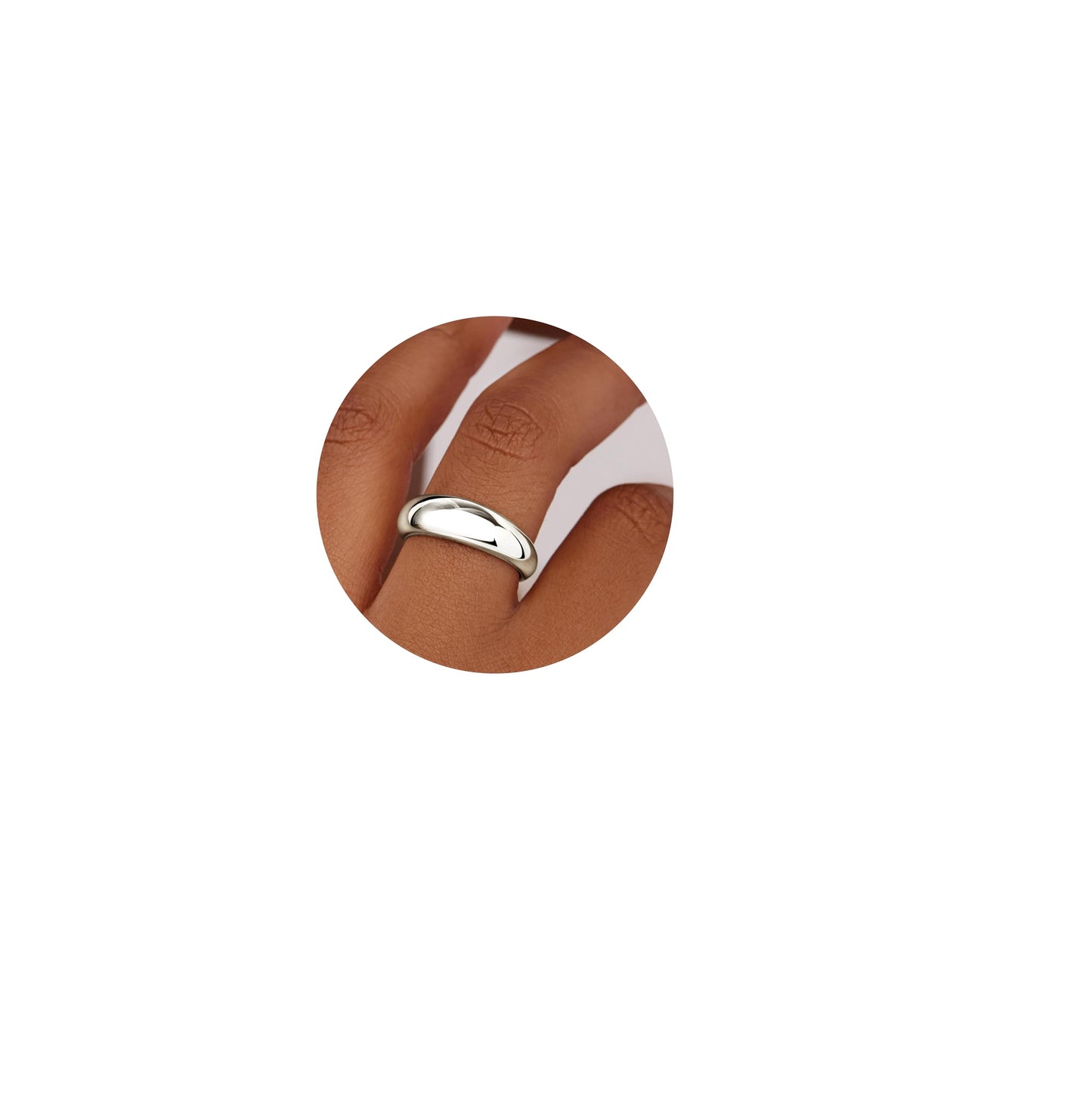 Non Tarnish Gold Chunky Rings for Women, 14K Gold Plated Statement Dome Rings Stacking, Adjustable Mens Silver Eternity Wedding Band Jewelry Size 3-13