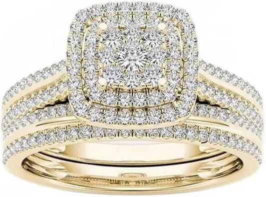 14K Moissanite Ring Sets for Women 10K/14K/18K Real Gold Moissanite Wedding Ring Sets Promise Engagement Ring Sets Jewelry Gift for Women Mother Ladies Her