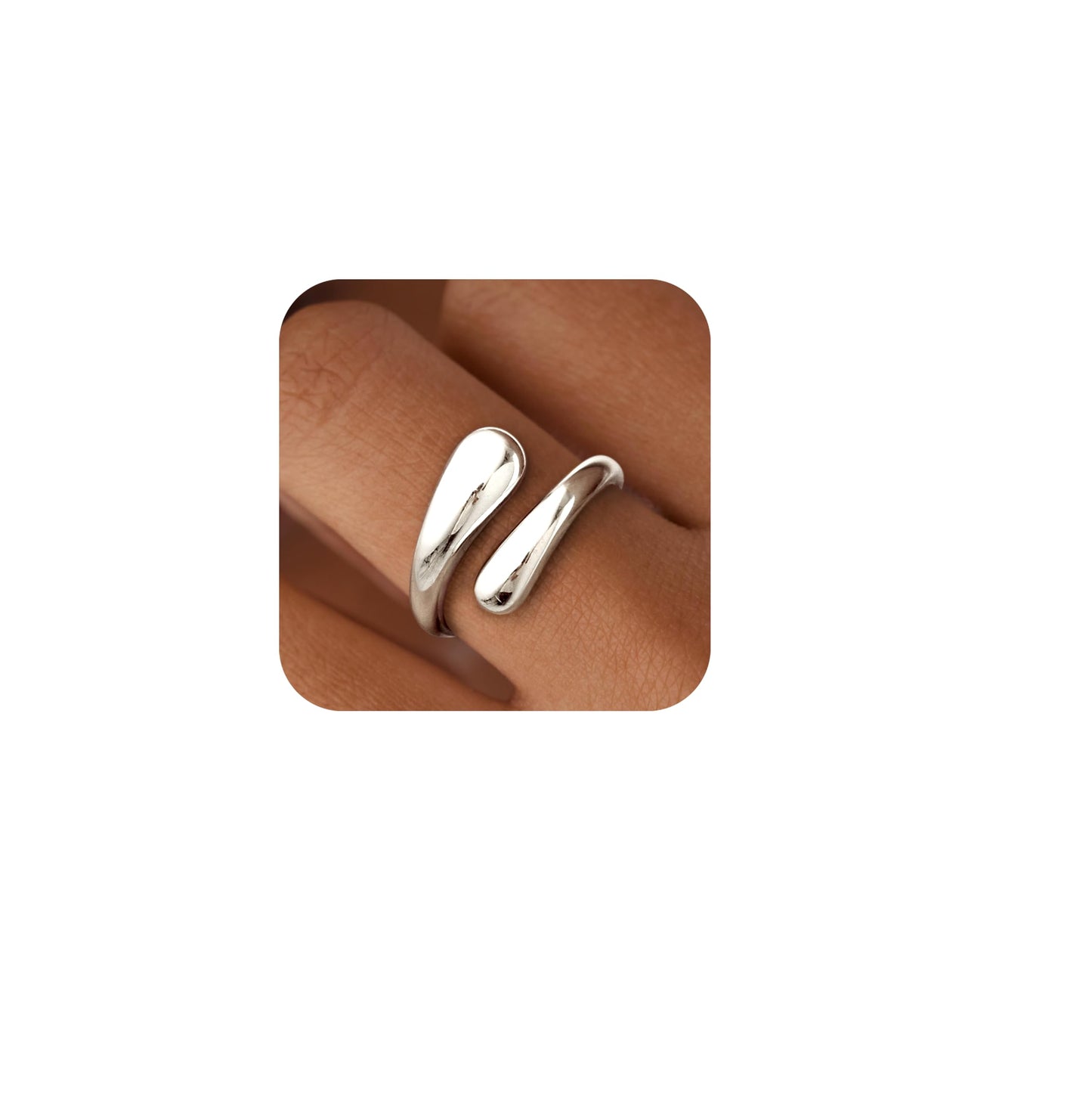 Non Tarnish Gold Chunky Rings for Women, 14K Gold Plated Statement Dome Rings Stacking, Adjustable Mens Silver Eternity Wedding Band Jewelry Size 3-13