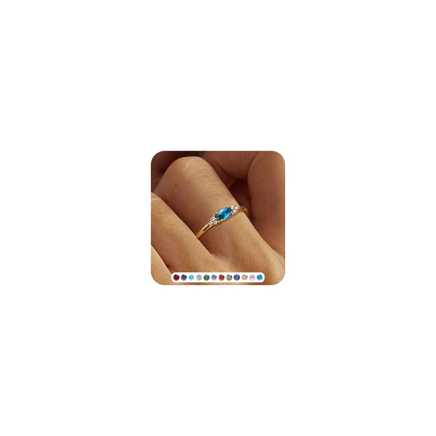 FUNEIA Gold Birthstone Rings for Women Non Tarnish Trendy Stackable Gold Rings that Don't Tarnish Dainty Emerald Green Gemstone Cubic Zirconia Wedding Engagement Ring for her Birthday Gifts Jewelry