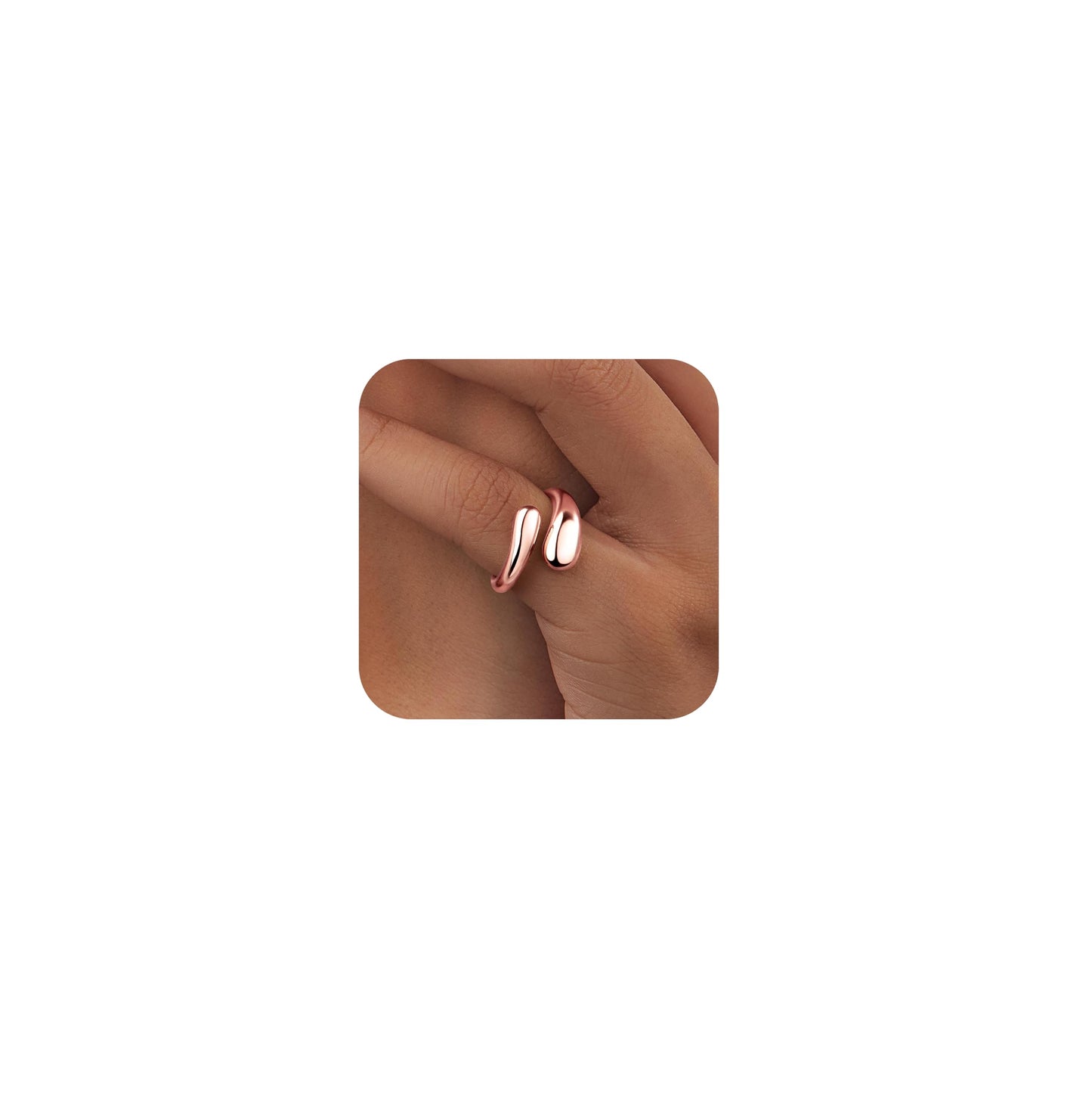 Non Tarnish Gold Chunky Rings for Women, 14K Gold Plated Statement Dome Rings Stacking, Adjustable Mens Silver Eternity Wedding Band Jewelry Size 3-13
