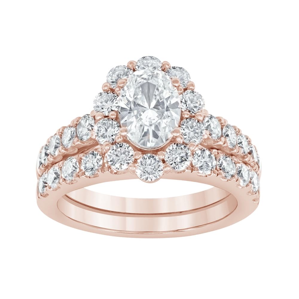 1.7 Carat(ctw) Halo Oval/Marquise/Pear Cut Moissanite Wedding Ring Set, 925 Sterling Silver/10K/14K/18K Gold Custom Engagement Ring Set for Women, Promise Anniversary Bridal Band, Size 4-12