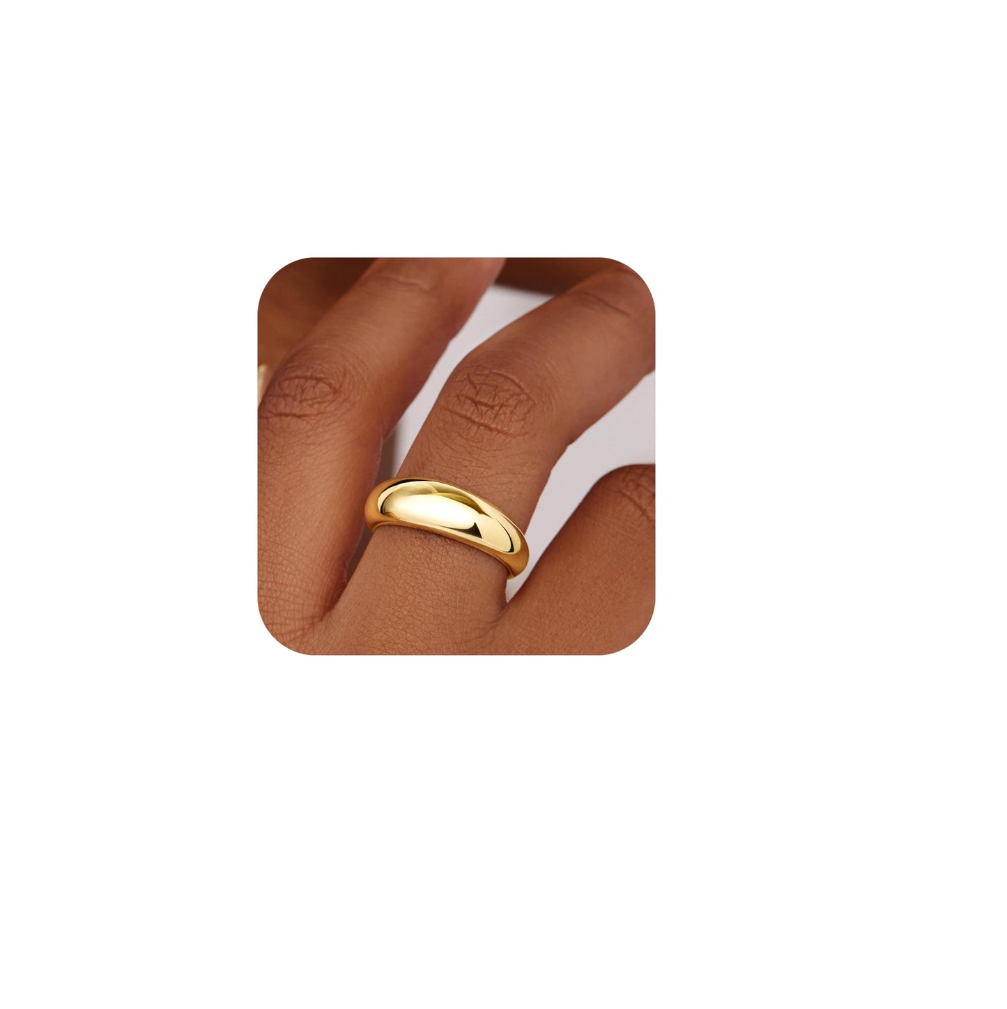Non Tarnish Gold Chunky Rings for Women, 14K Gold Plated Statement Dome Rings Stacking, Adjustable Mens Silver Eternity Wedding Band Jewelry Size 3-13