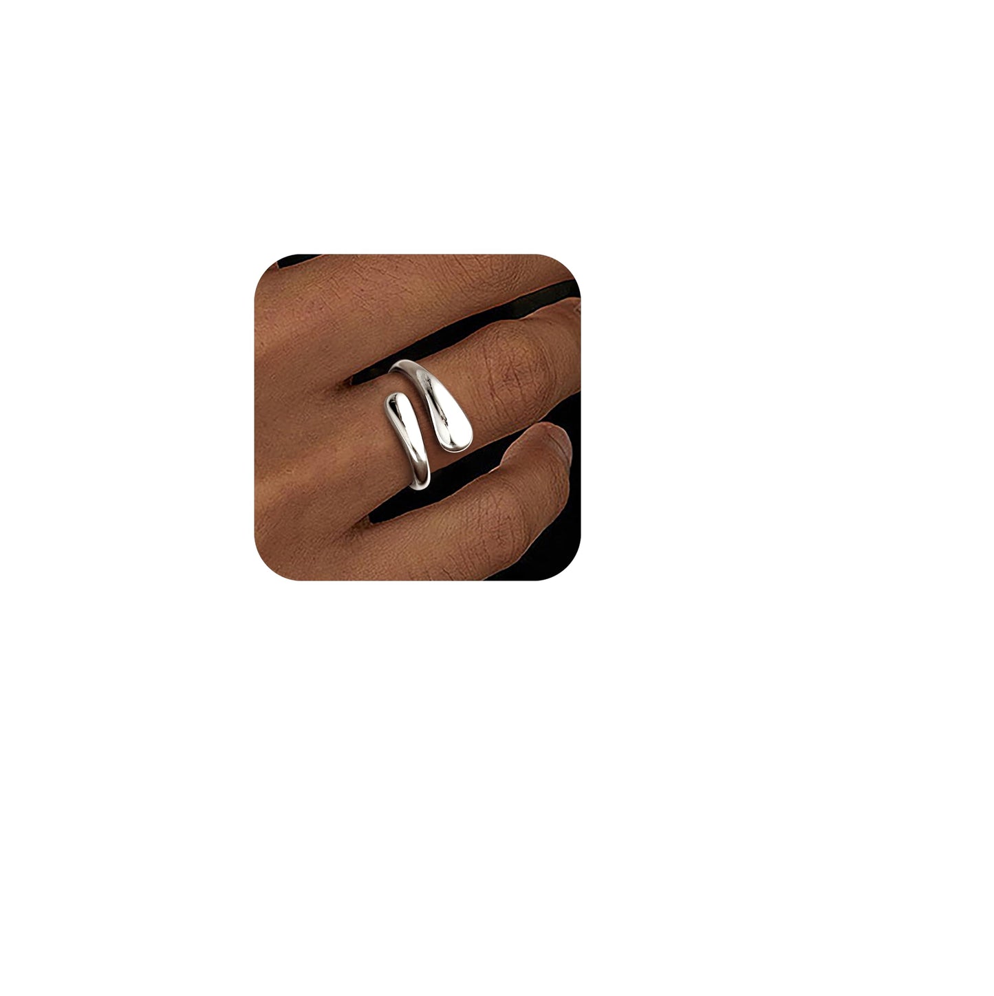 Non Tarnish Gold Chunky Rings for Women, 14K Gold Plated Statement Dome Rings Stacking, Adjustable Mens Silver Eternity Wedding Band Jewelry Size 3-13