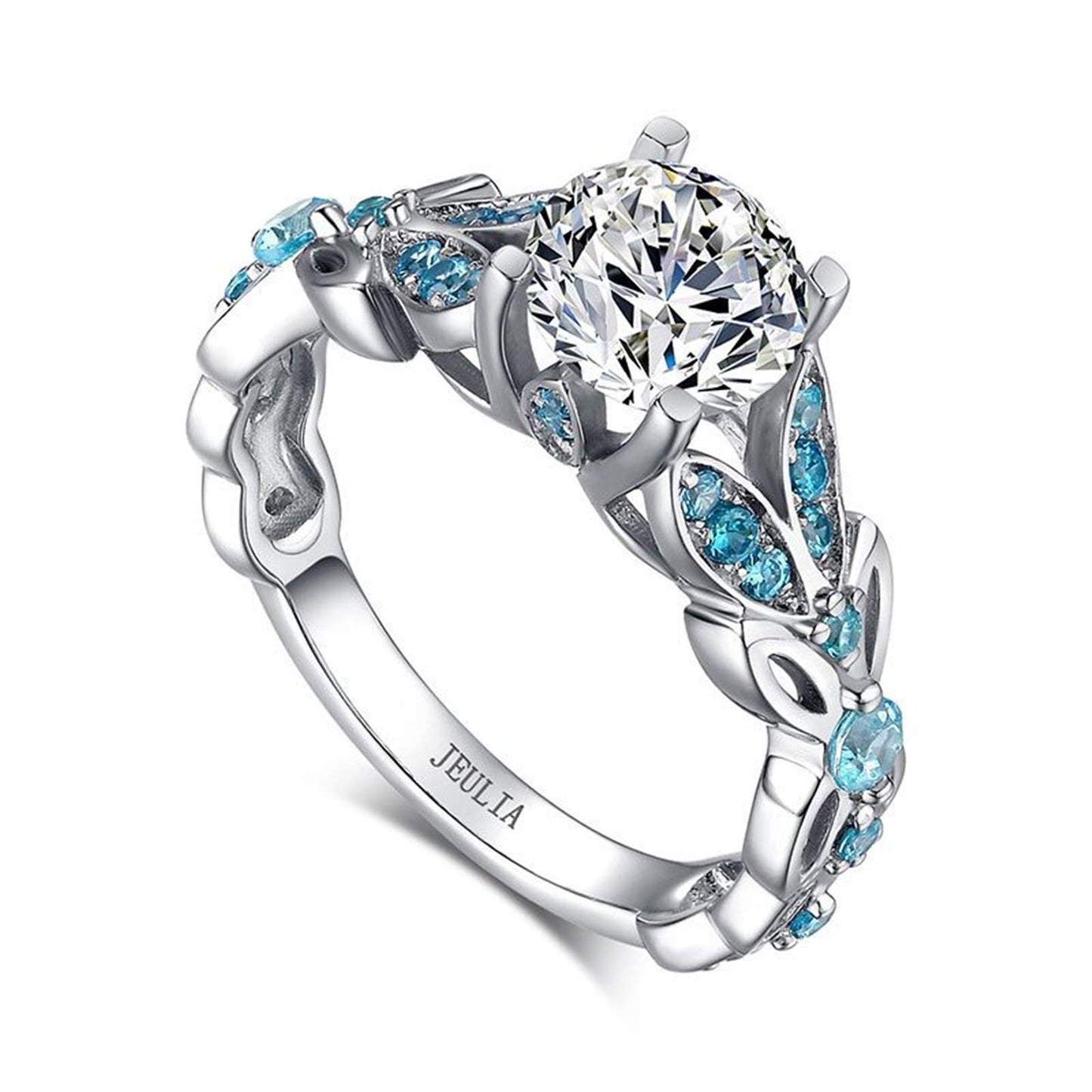 Jeulia 4.3 Carat Personalized Sterling Silver Butterfly Rings for Women Purple Amethyst Bridal Round Cut Wedding Engagement Eternity Valentine's Promise Ring Set