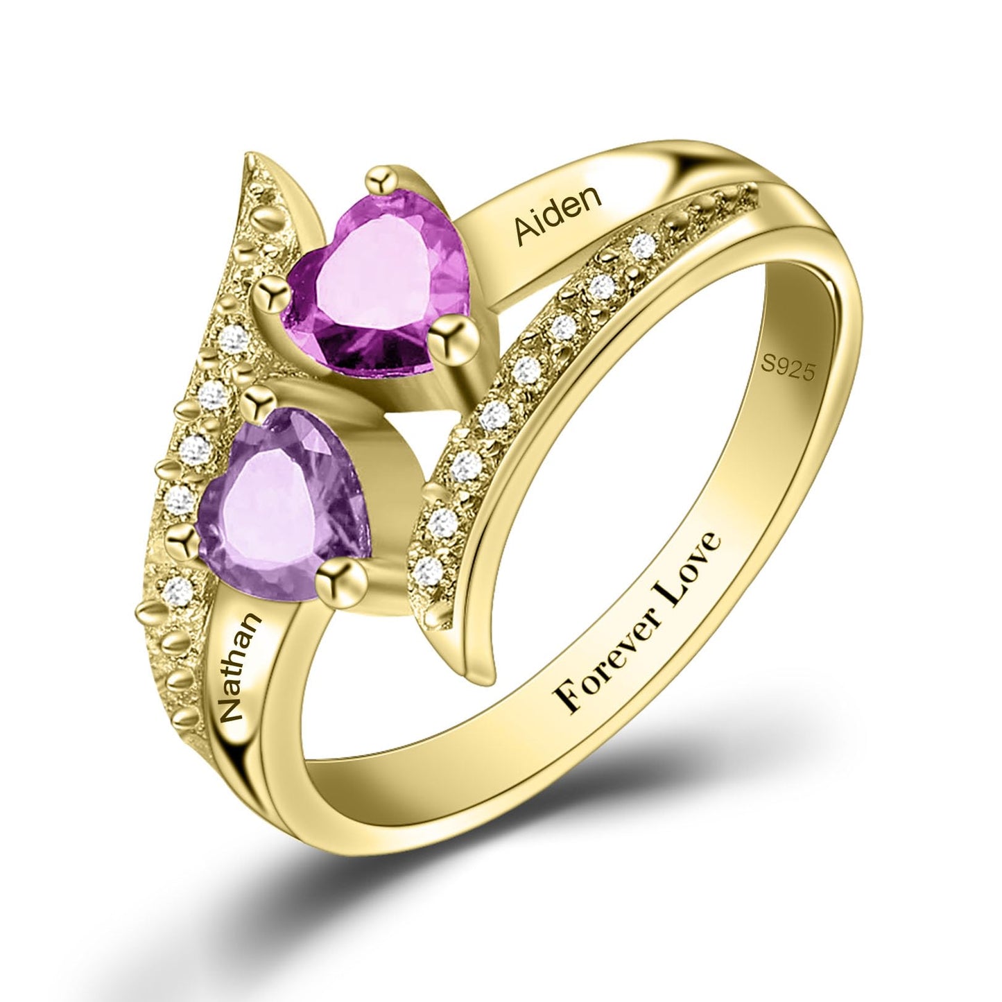 Custom Name Ring for Her Birthstone Ring 925 Sterling Silver Anniversary Rings Name Engraved Promise Ring for Couple Lover Bride Birthstone Rings for Women