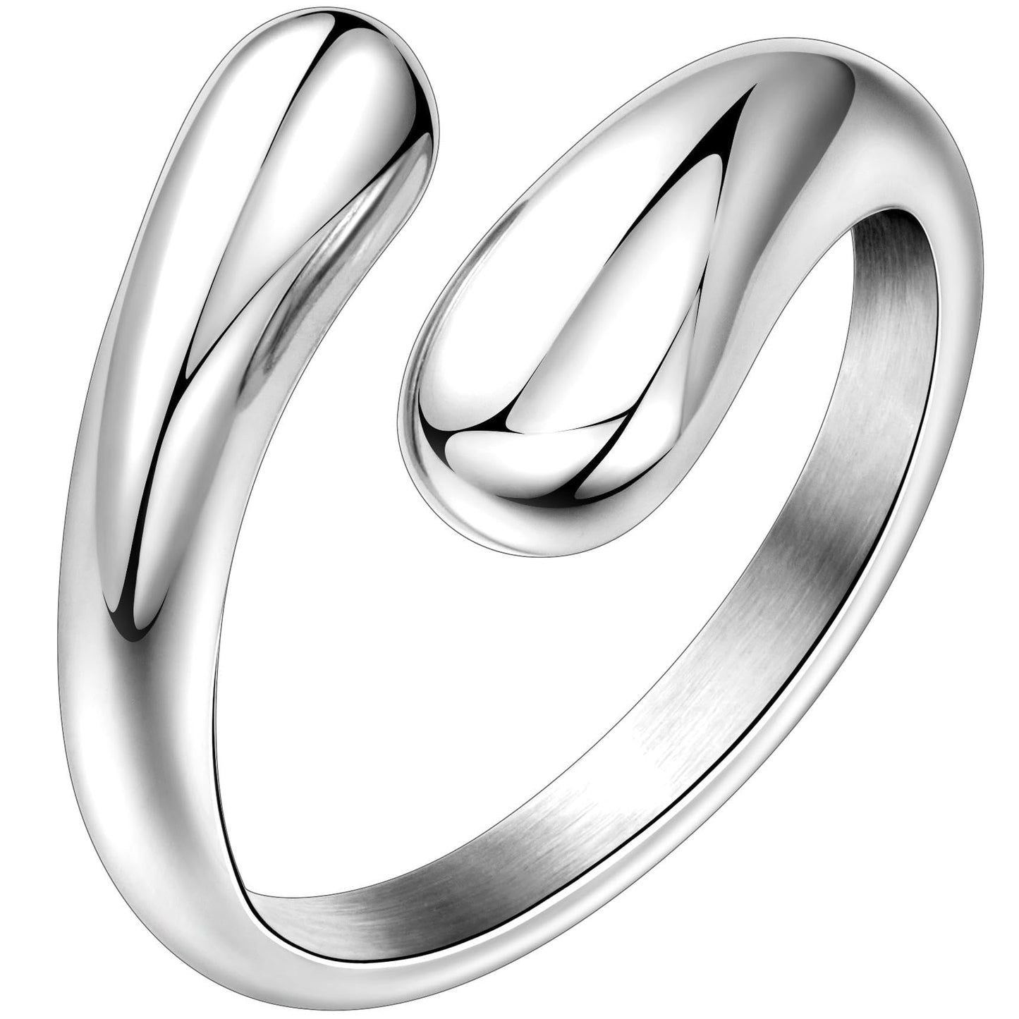 Non Tarnish Gold Chunky Rings for Women, 14K Gold Plated Statement Dome Rings Stacking, Adjustable Mens Silver Eternity Wedding Band Jewelry Size 3-13
