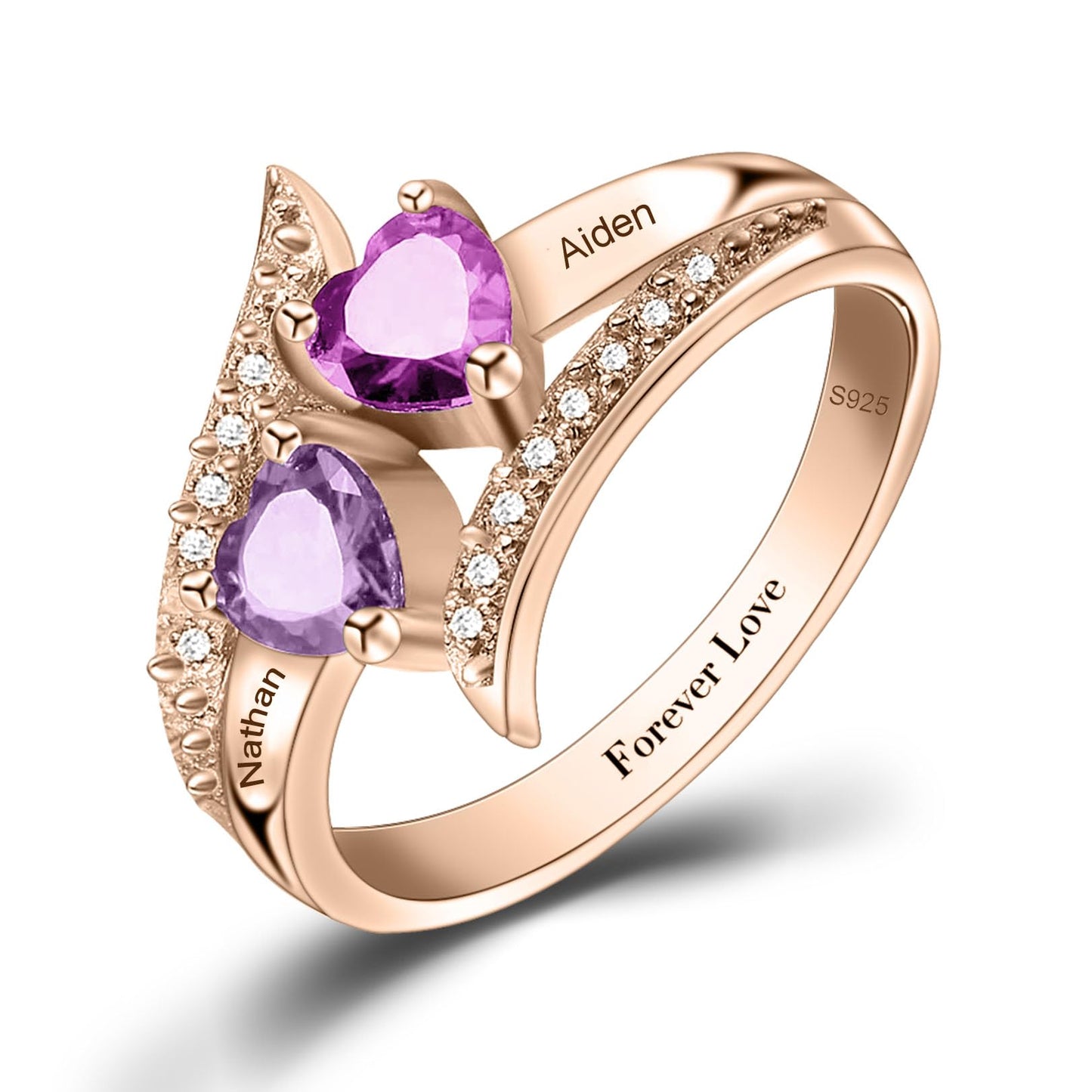 Custom Name Ring for Her Birthstone Ring 925 Sterling Silver Anniversary Rings Name Engraved Promise Ring for Couple Lover Bride Birthstone Rings for Women