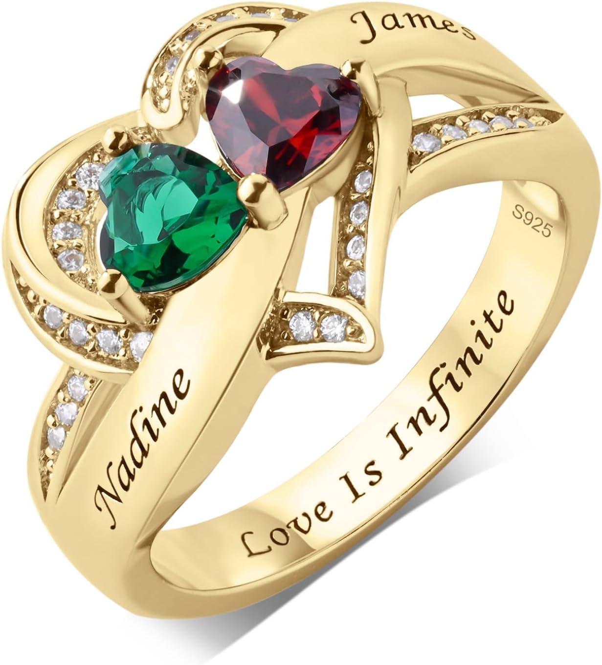 Custom Name Ring for Her Birthstone Ring 925 Sterling Silver Anniversary Rings Name Engraved Promise Ring for Couple Lover Bride Birthstone Rings for Women