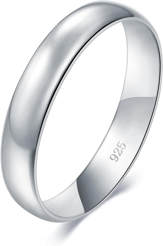 BORUO Silver Ring - 925 Sterling Silver Rings for Women - Stacking Rings - Elegant Silver Band Rings for Women and Men - Gifts for Special Occasions 4mm, 6mm Ring Size 4-15