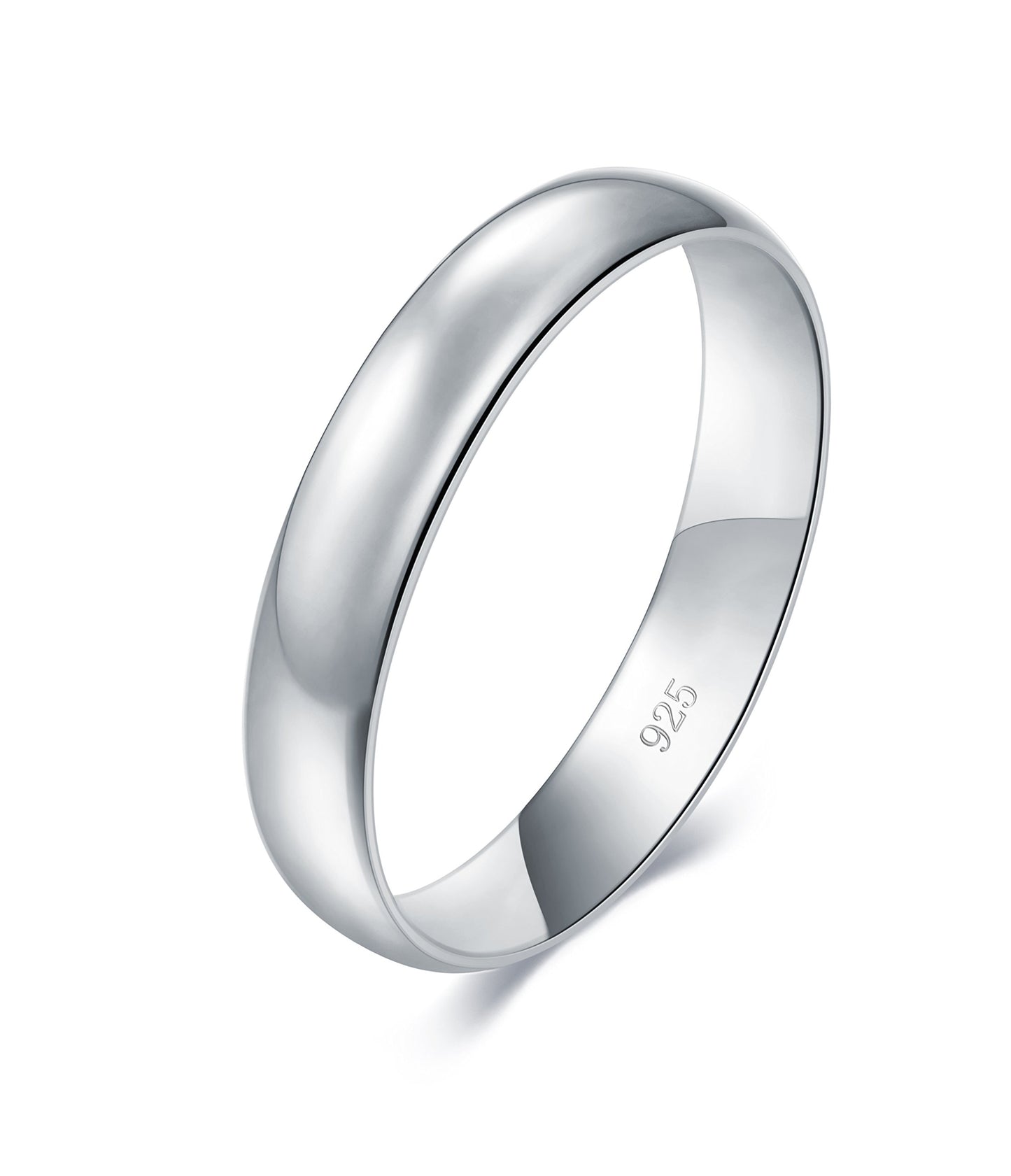 BORUO Silver Ring - 925 Sterling Silver Rings for Women - Stacking Rings - Elegant Silver Band Rings for Women and Men - Gifts for Special Occasions 4mm, 6mm Ring Size 4-15
