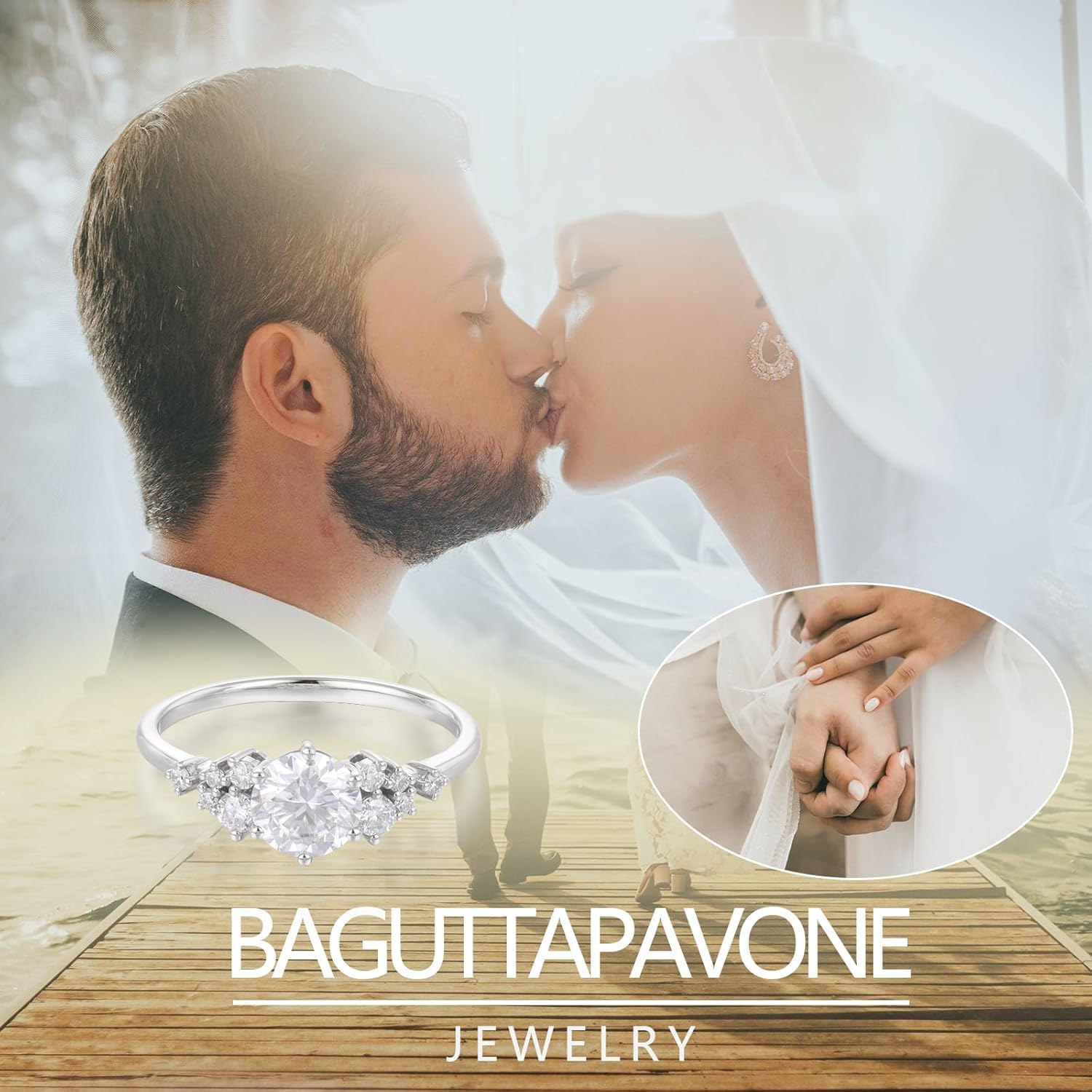 1CT Solitaire Moissanite Rings, 925 Sterling Silver Round Cut Engagement Ring for Women Wedding Bands Promise Rings Ideal Gift for Her