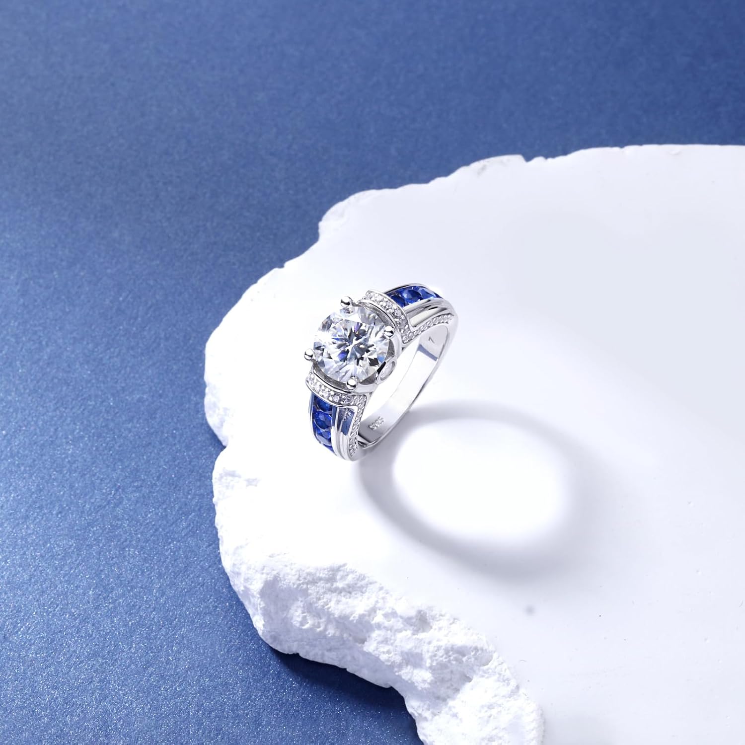 3 Carat Moissanite Ring for Women 925 Sterling Silver Moissanite Engagement Ring 3CT Moissanite Promise Bands Rings Wedding Ring for Wife Anniversary Birthday Valentine Jewelry Gift