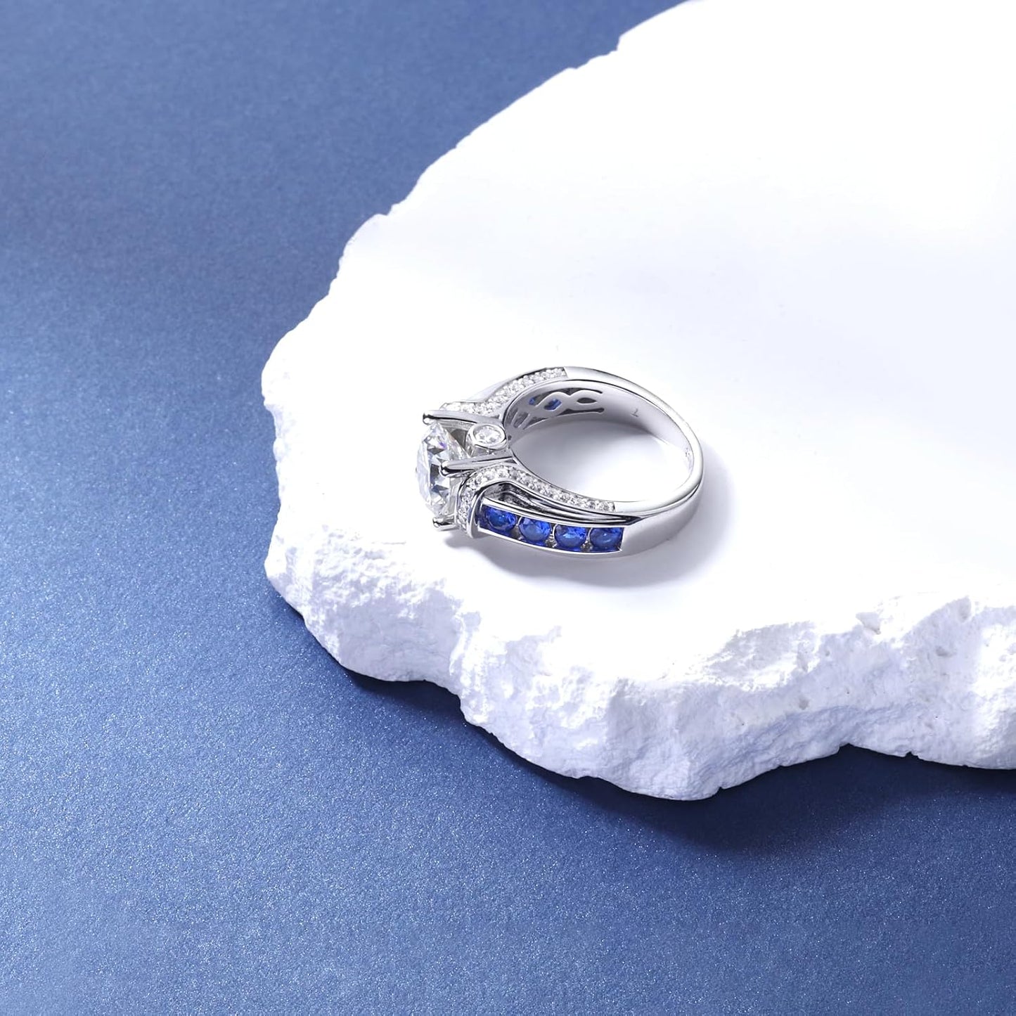 3 Carat Moissanite Ring for Women 925 Sterling Silver Moissanite Engagement Ring 3CT Moissanite Promise Bands Rings Wedding Ring for Wife Anniversary Birthday Valentine Jewelry Gift